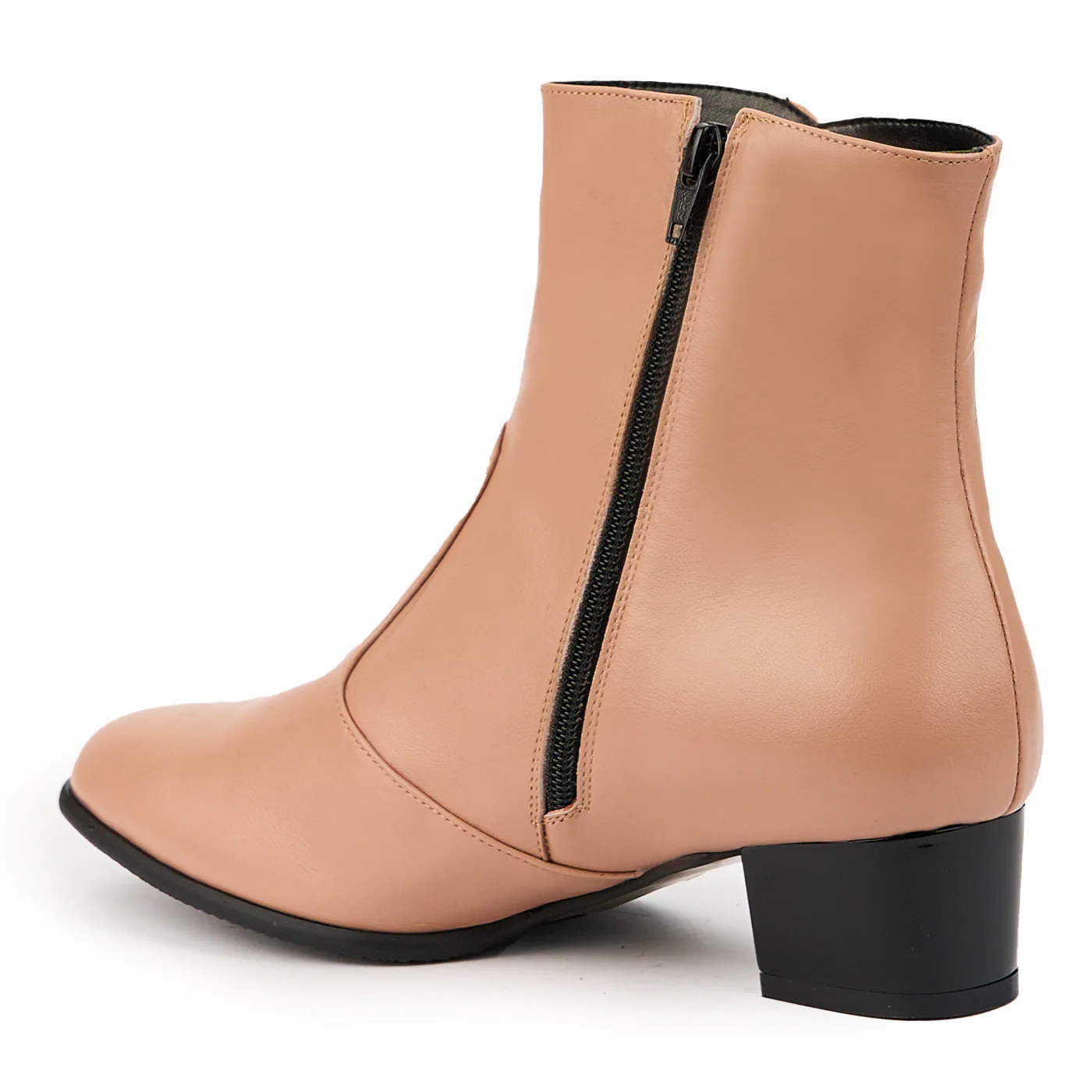Botine dama din piele naturala roz-nude cu toc gros 4.5 cm 14726 - Image 2