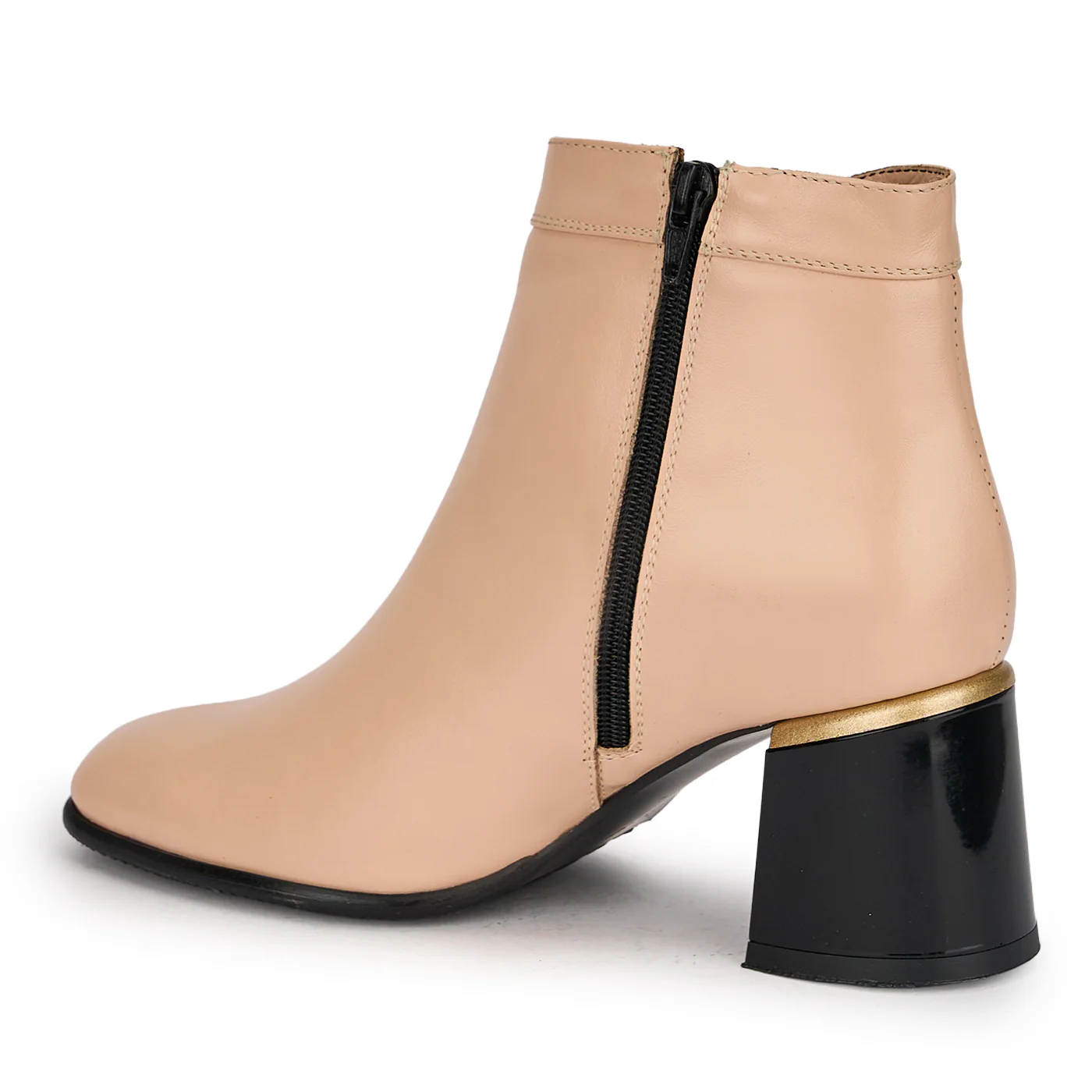 Botine dama din piele naturala roz pudra cu toc gros 6.5 cm 18914 - Image 2