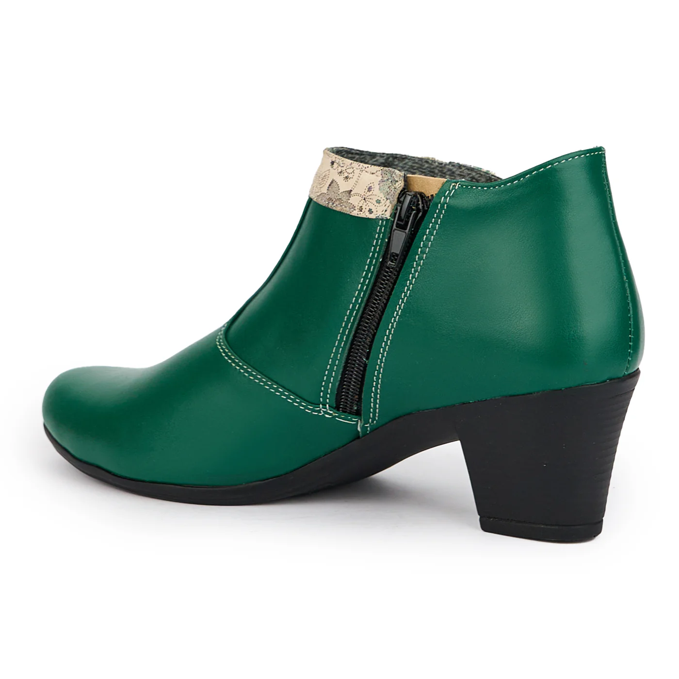 Botine dama din piele naturala verde cu toc 6 cm 15195 - Image 2
