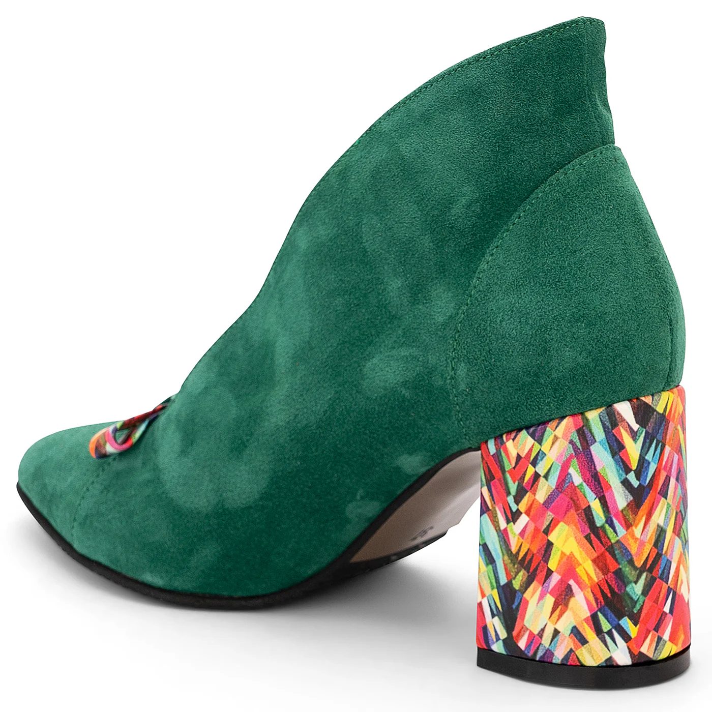 Botine dama din piele naturala verde cu toc de 8 cm 14167 - Image 2