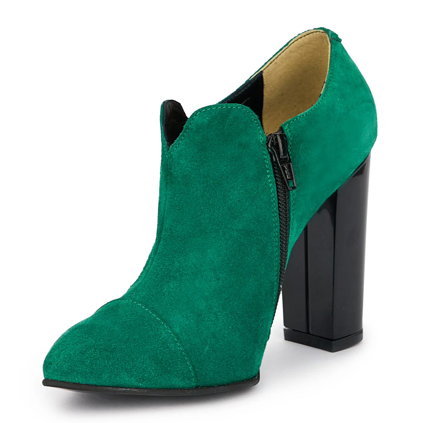 Botine dama din piele naturala verde cu toc gros 10 cm 15325 - Image 3