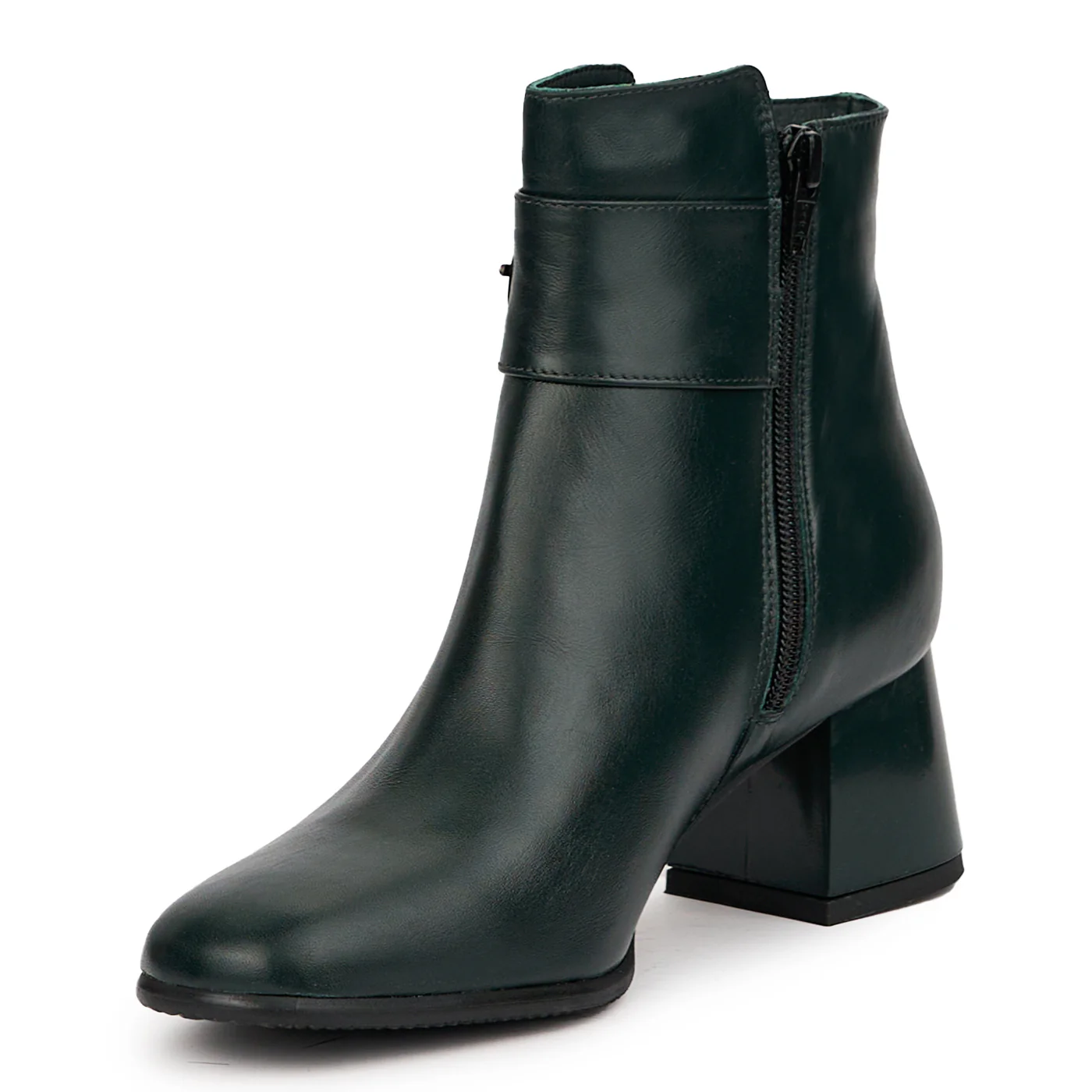 Botine dama din piele naturala verde cu toc gros 5.5 cm 14608 - Image 3