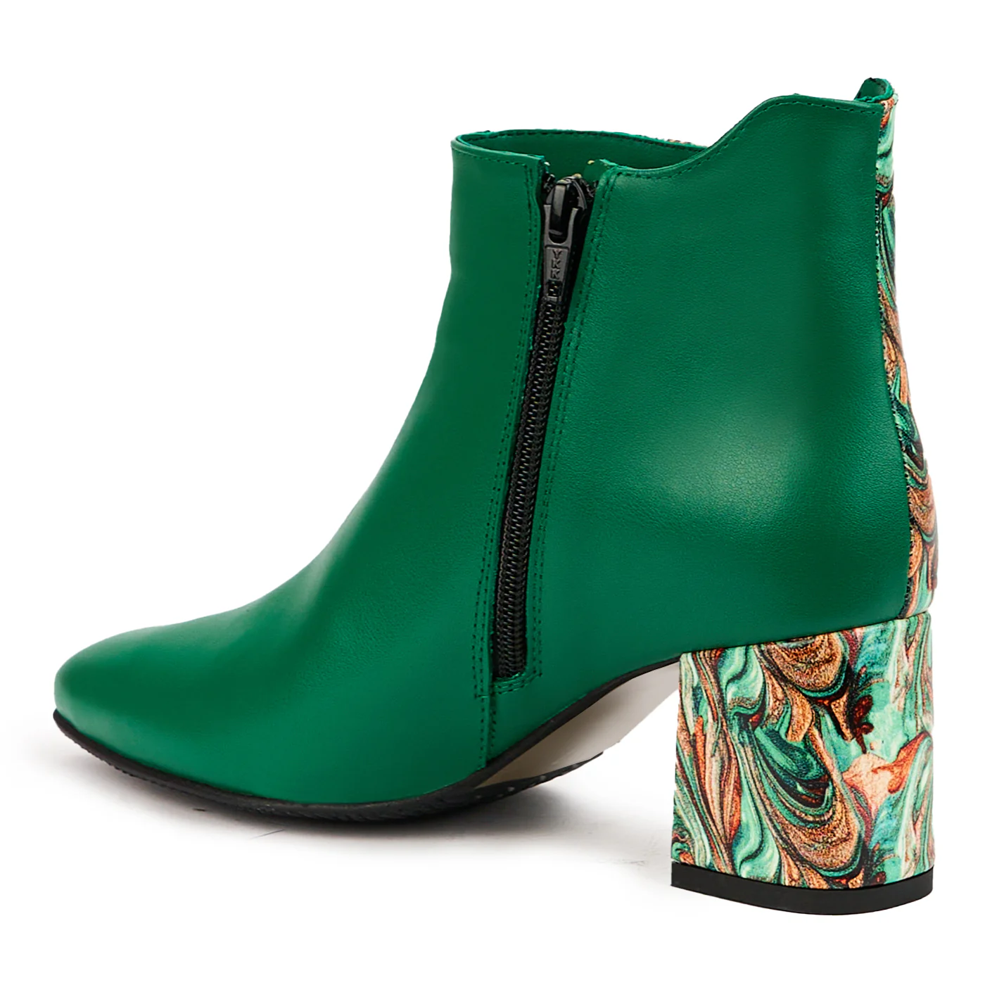 Botine dama din piele naturala verde cu toc gros 6.5 cm 14632 - Image 2