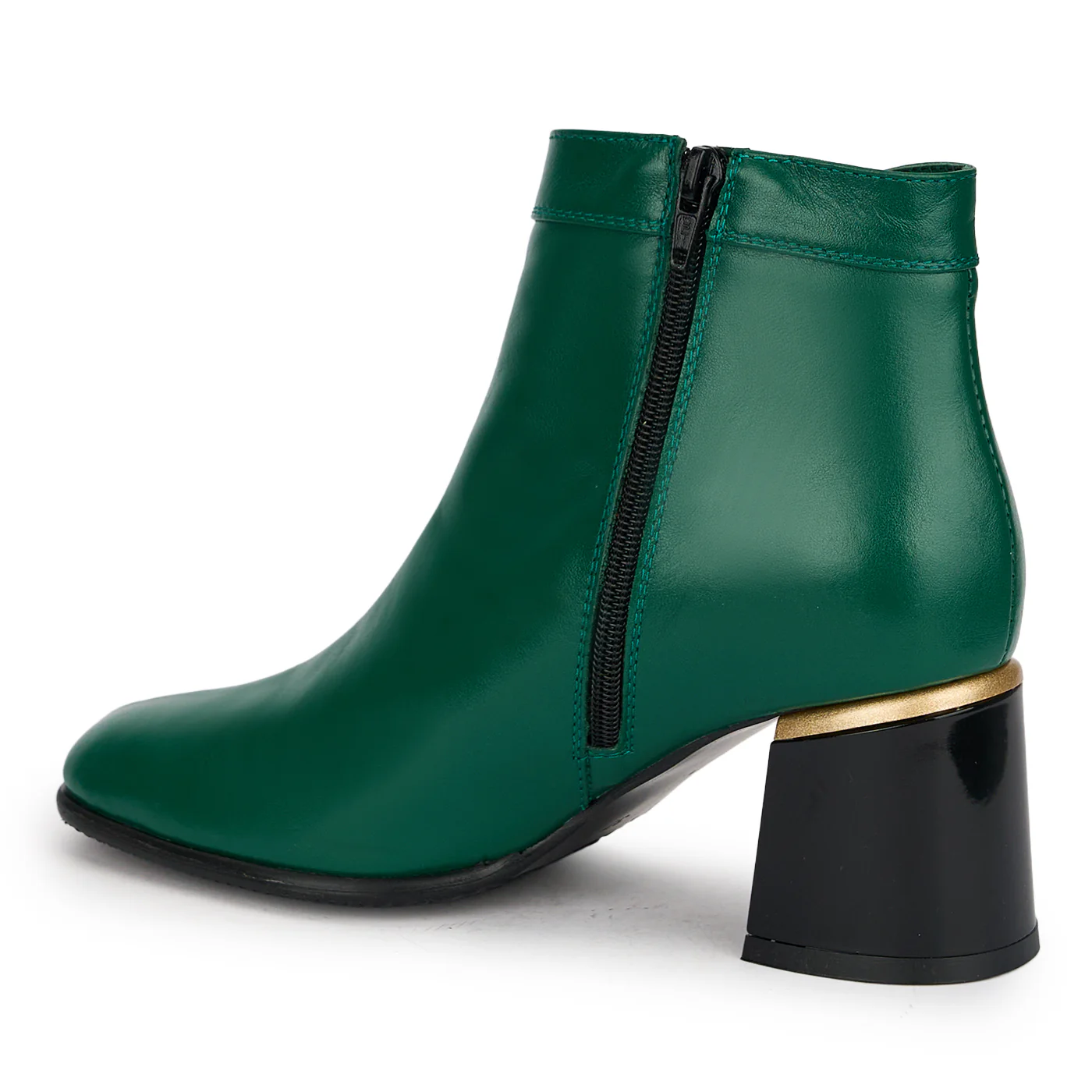 Botine dama din piele naturala verde cu toc gros 6.5 cm 18915 - Image 2