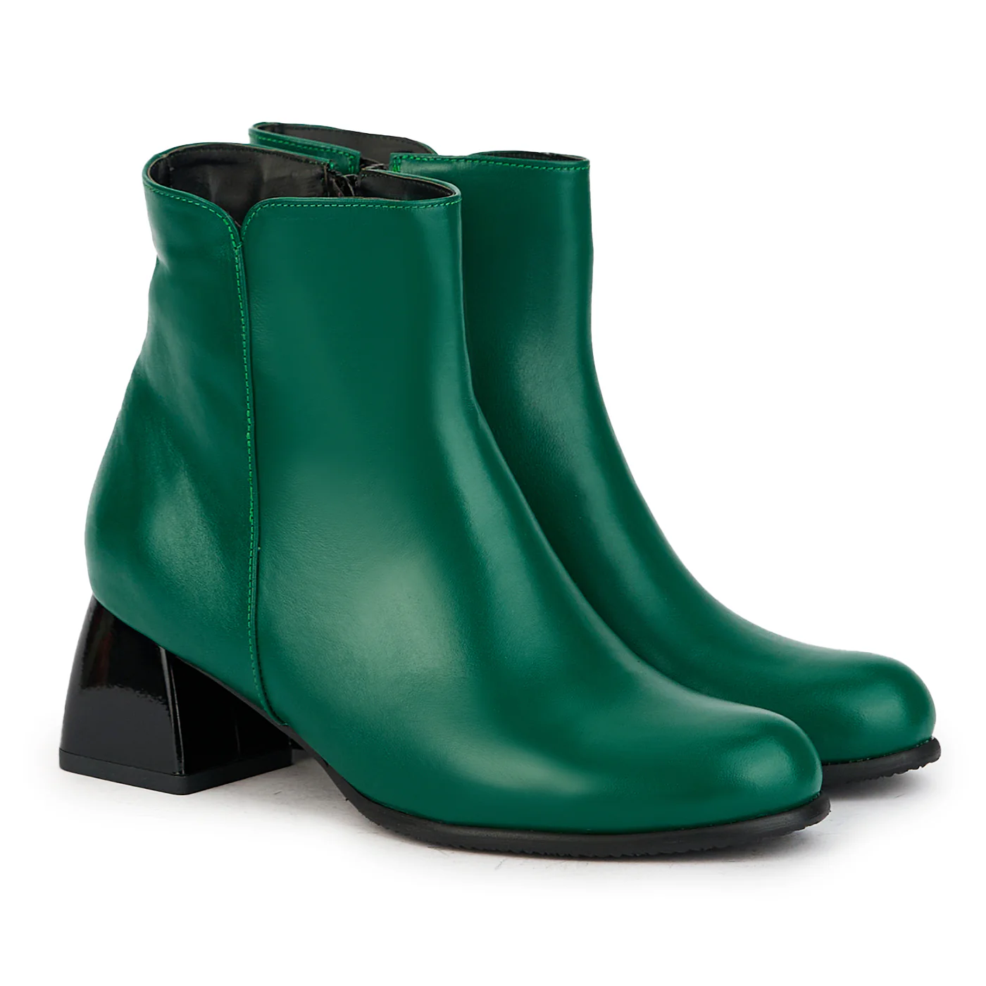 Botine dama din piele naturala verde cu toc gros 6 cm 17350 - Image 4