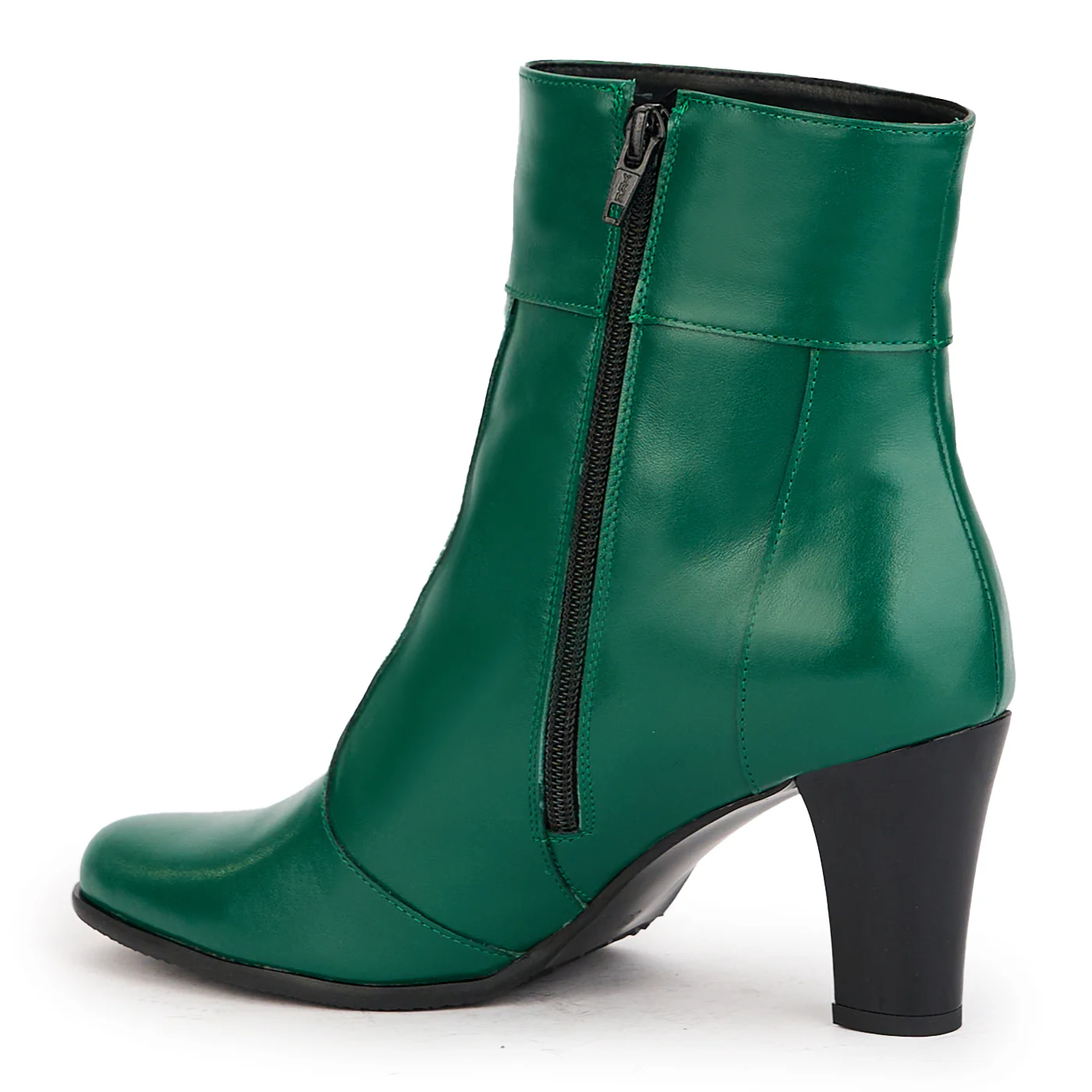 Botine dama din piele naturala verde cu toc gros 7.5 cm 17204 - Image 2