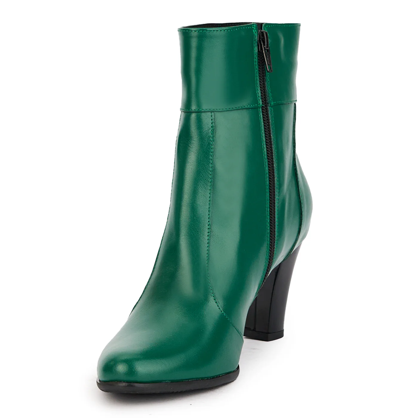 Botine dama din piele naturala verde cu toc gros 7.5 cm 17204 - Image 3