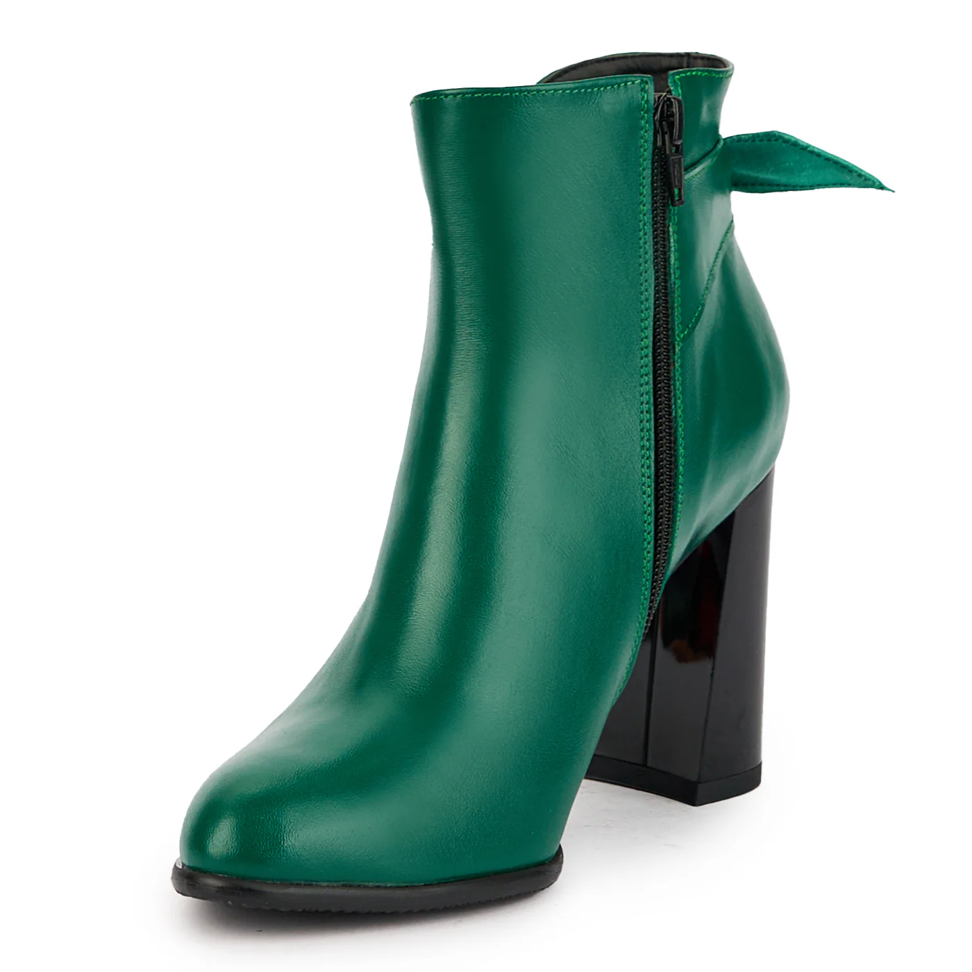Botine dama din piele naturala verde cu toc gros 9.5 cm 17298 - Image 3