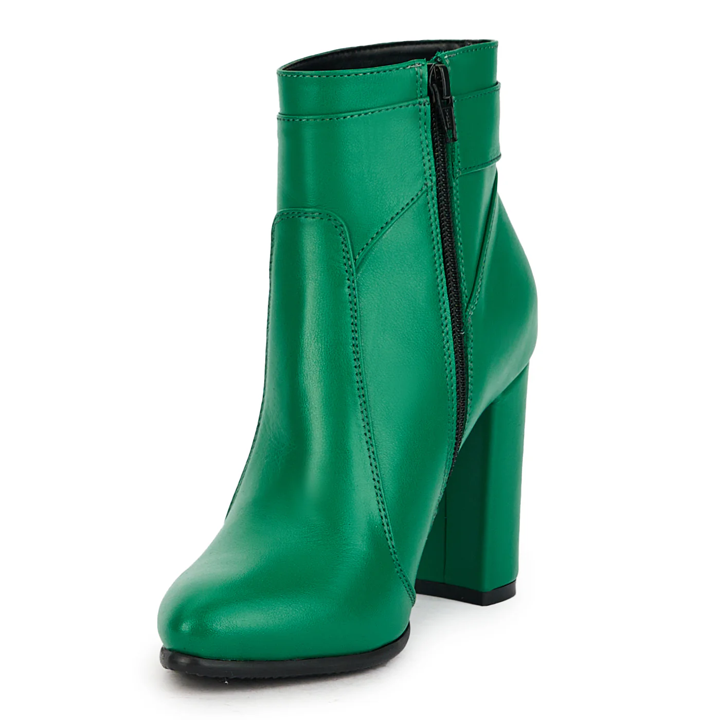 Botine dama din piele naturala verde cu toc gros 9.5 cm 17377 - Image 3