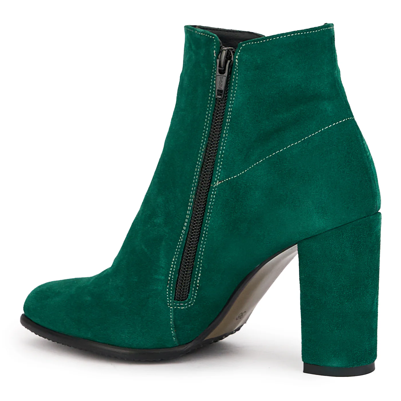 Botine dama din piele naturala verde cu toc gros 9 cm 16949 - Image 2