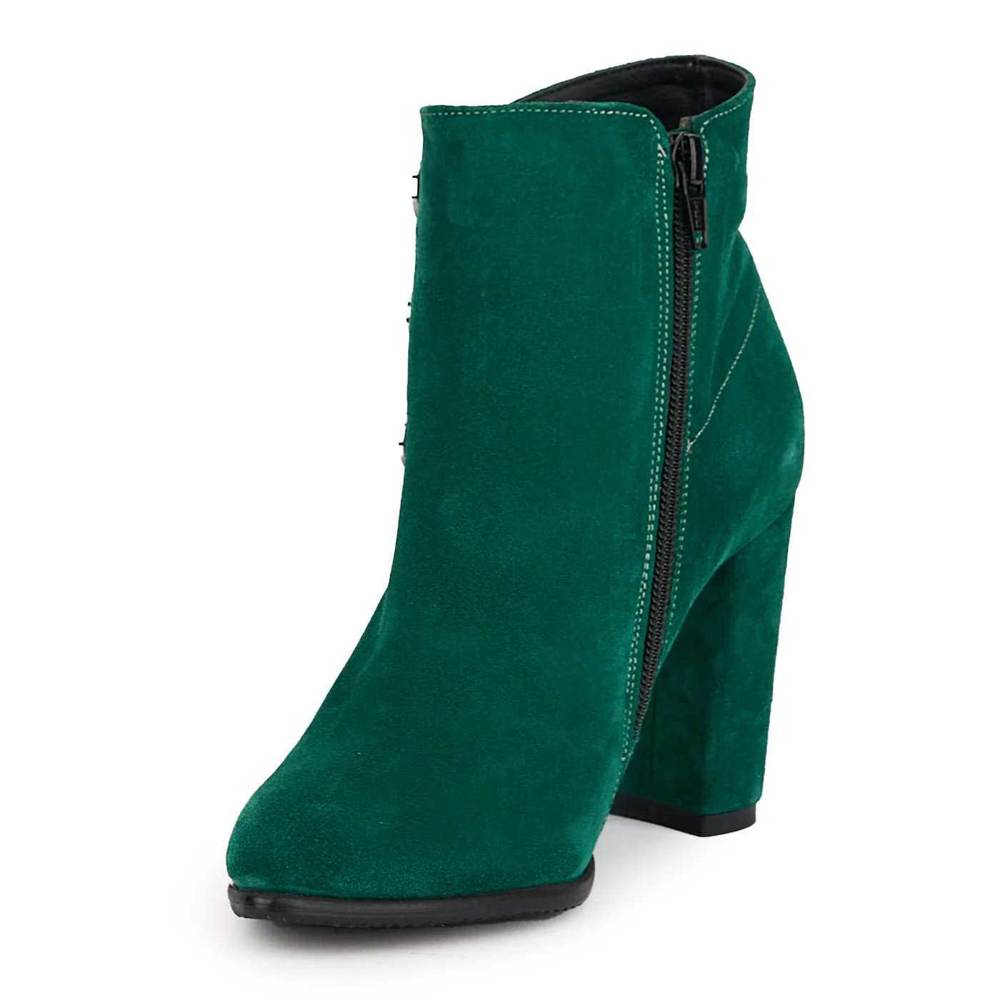 Botine dama din piele naturala verde cu toc gros 9 cm 16949 - Image 3