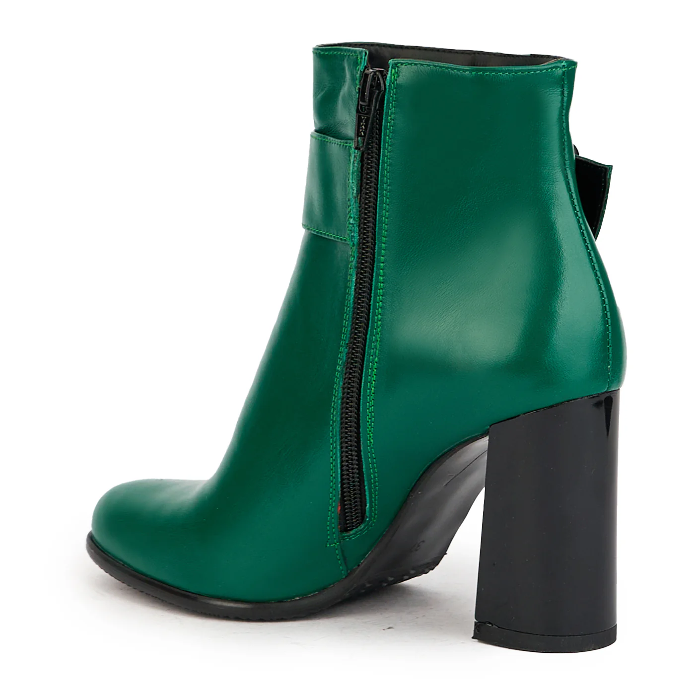 Botine dama din piele naturala verde cu toc gros 9 cm 17257 - Image 2