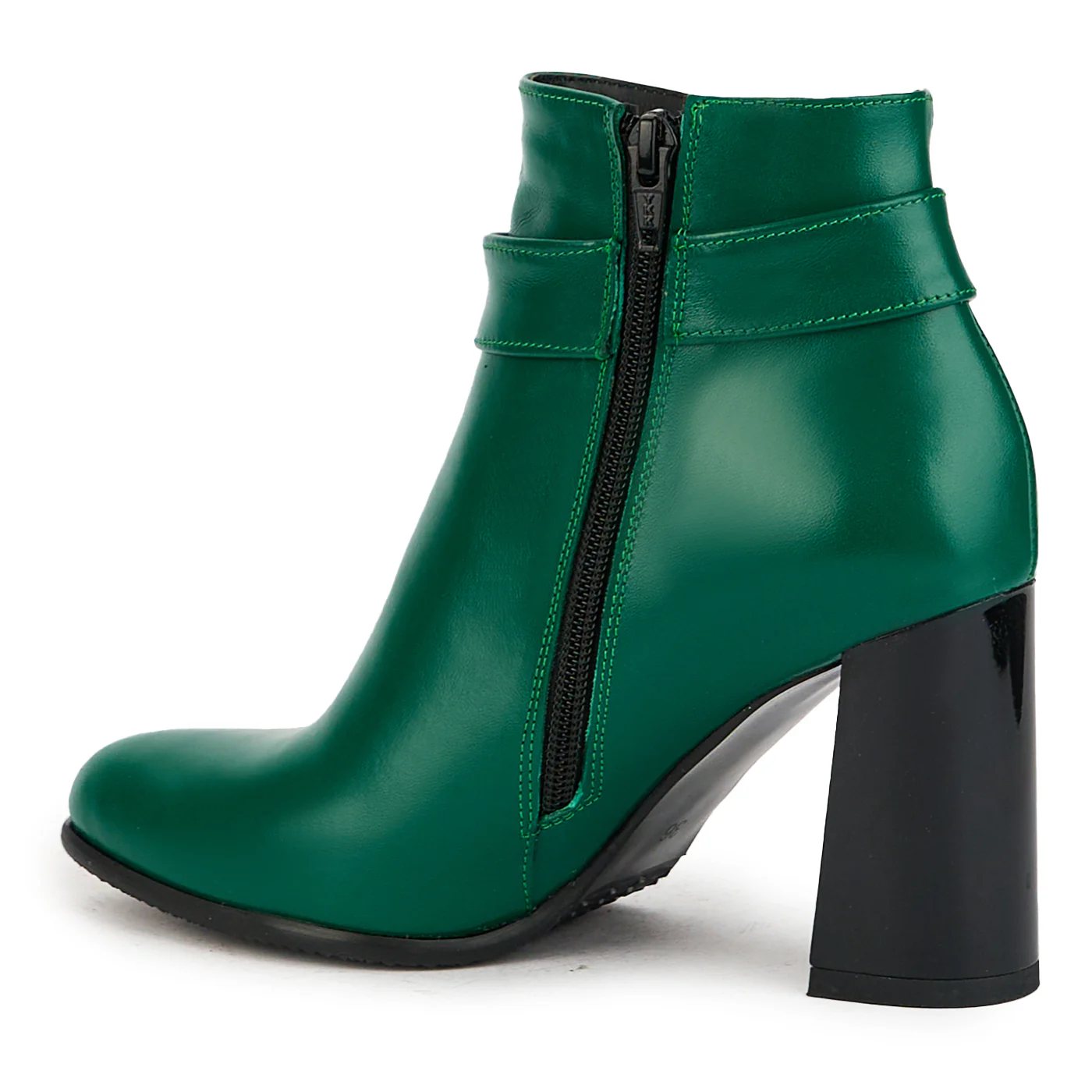Botine dama din piele naturala verde cu toc gros 9 cm 17356 - Image 2