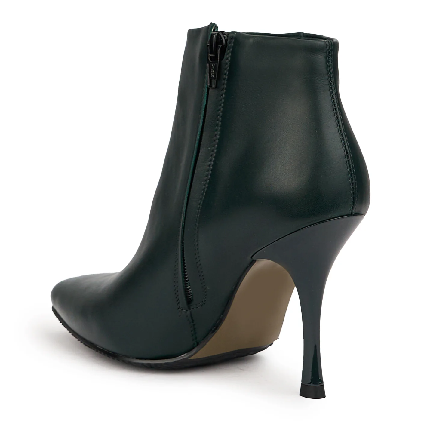 Botine dama din piele naturala verde cu toc subtire 9.5 cm 14616 - Image 2