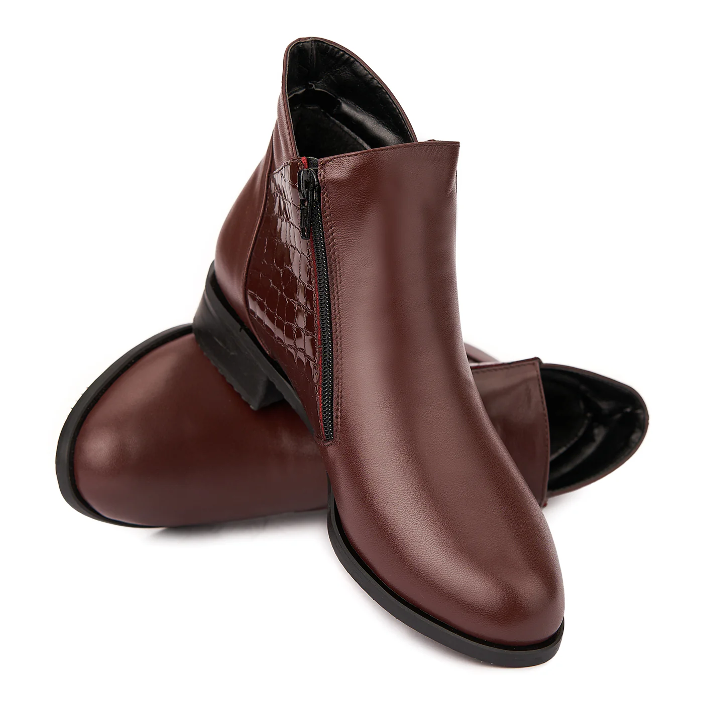 Botine dama din piele naturala visinie 6046 - Image 4