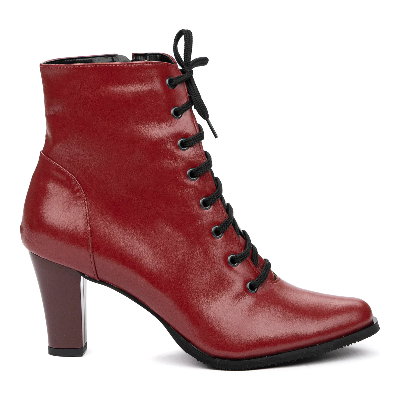 Botine dama din piele naturala visinie 8456