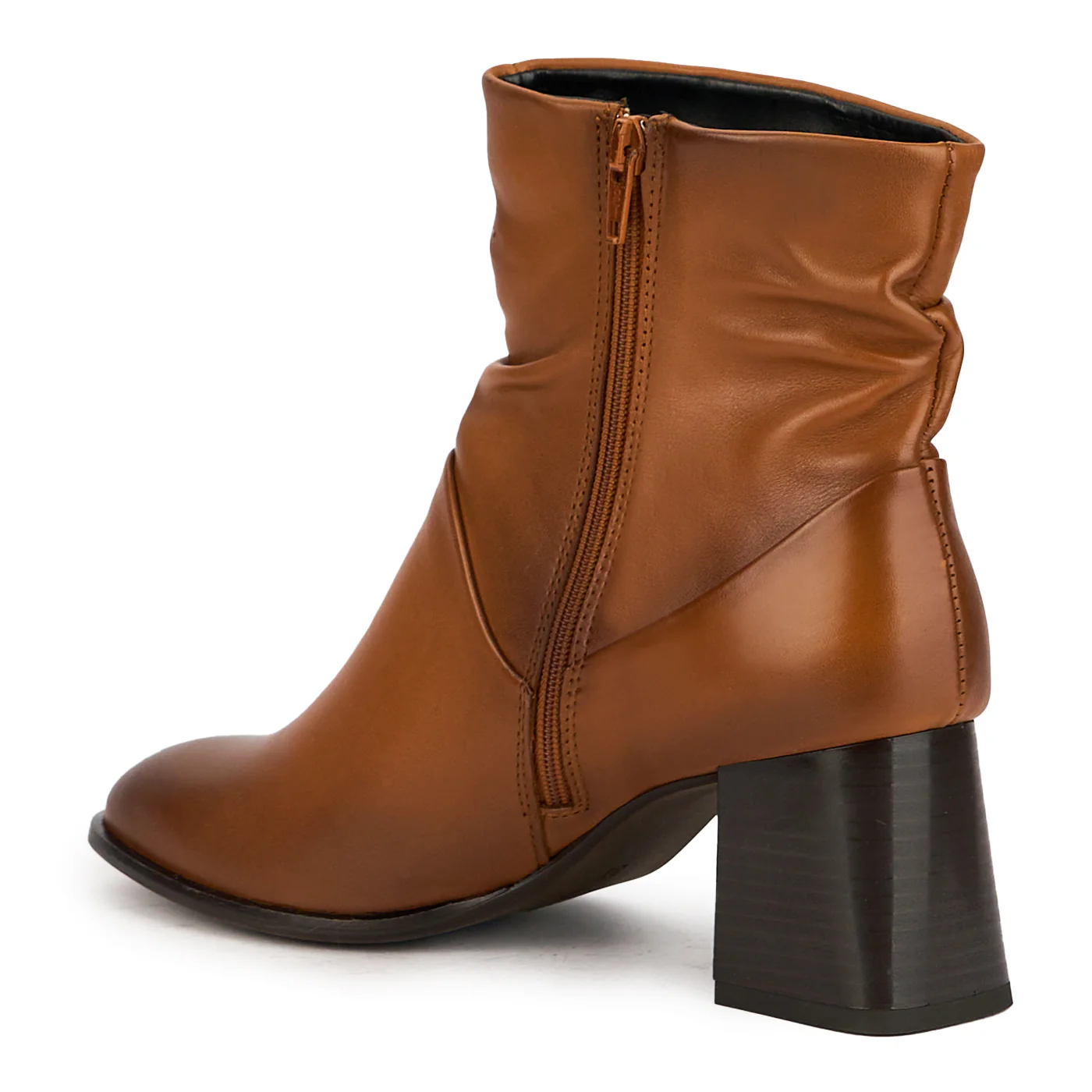 Botine dama din piele naturala maro cu toc gros 6.5 cm 17238 - Image 2
