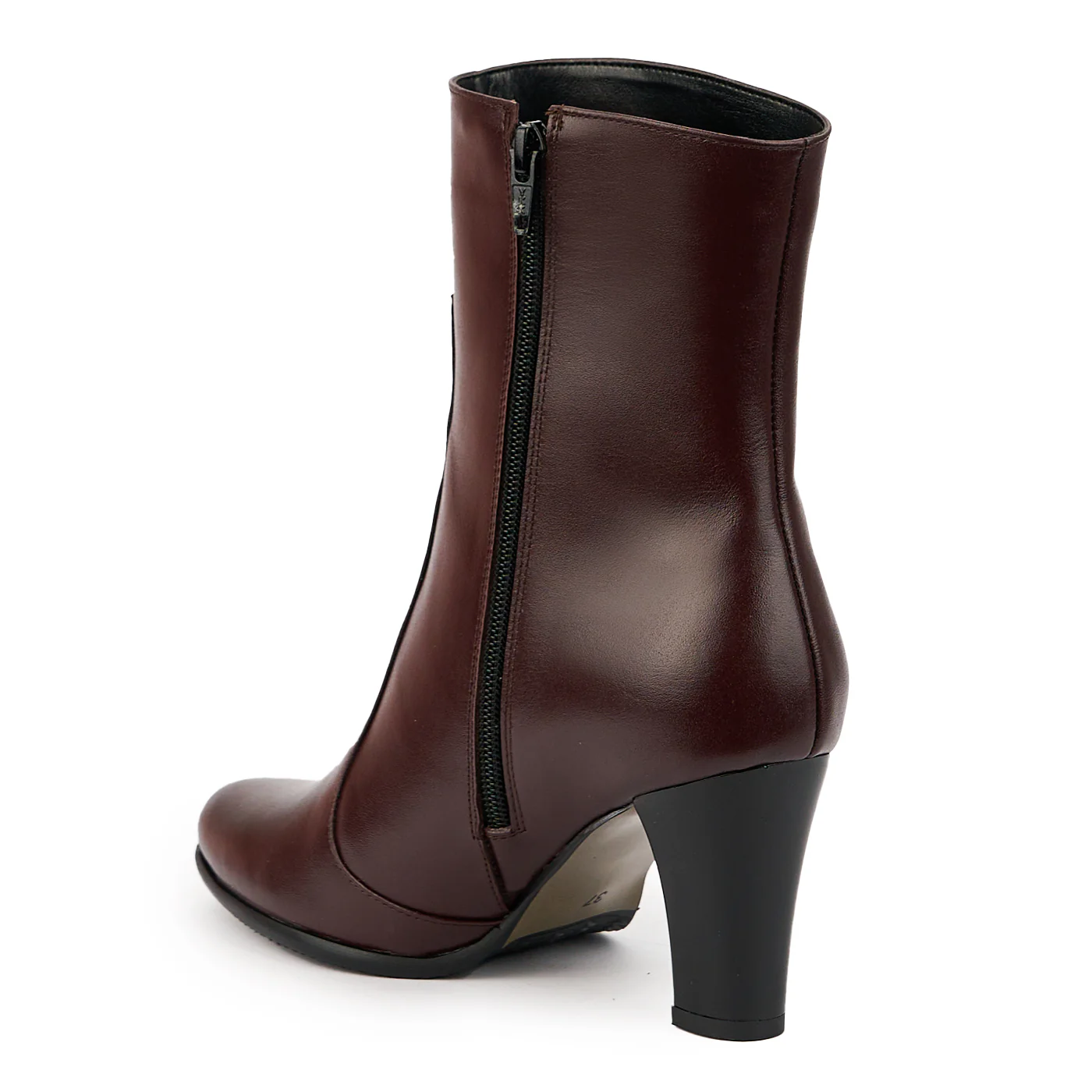 Botine dama din piele naturala visinie cu toc gros 7.5 cm 14731 - Image 2