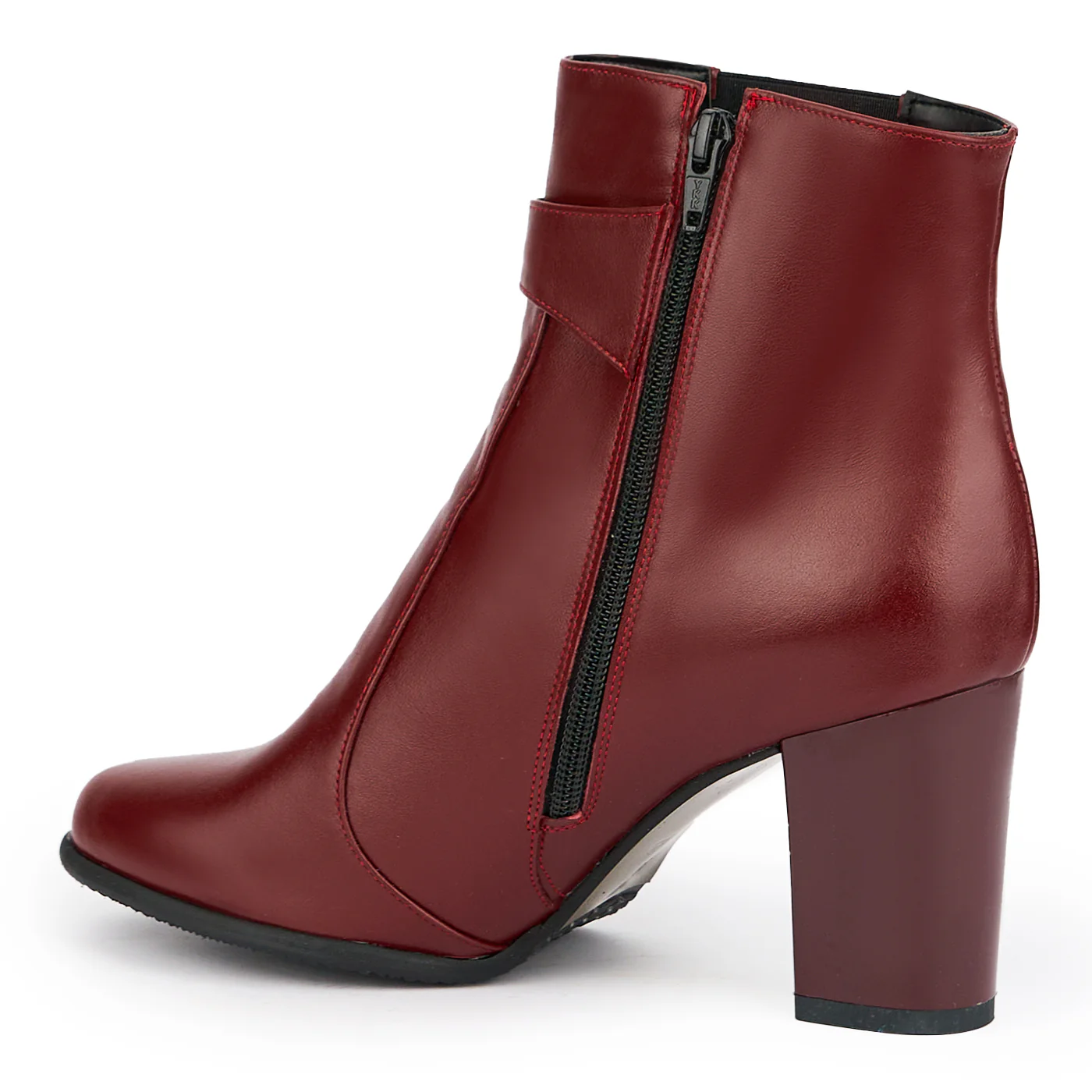 Botine dama din piele naturala visinie cu toc gros 8 cm 15165 - Image 2