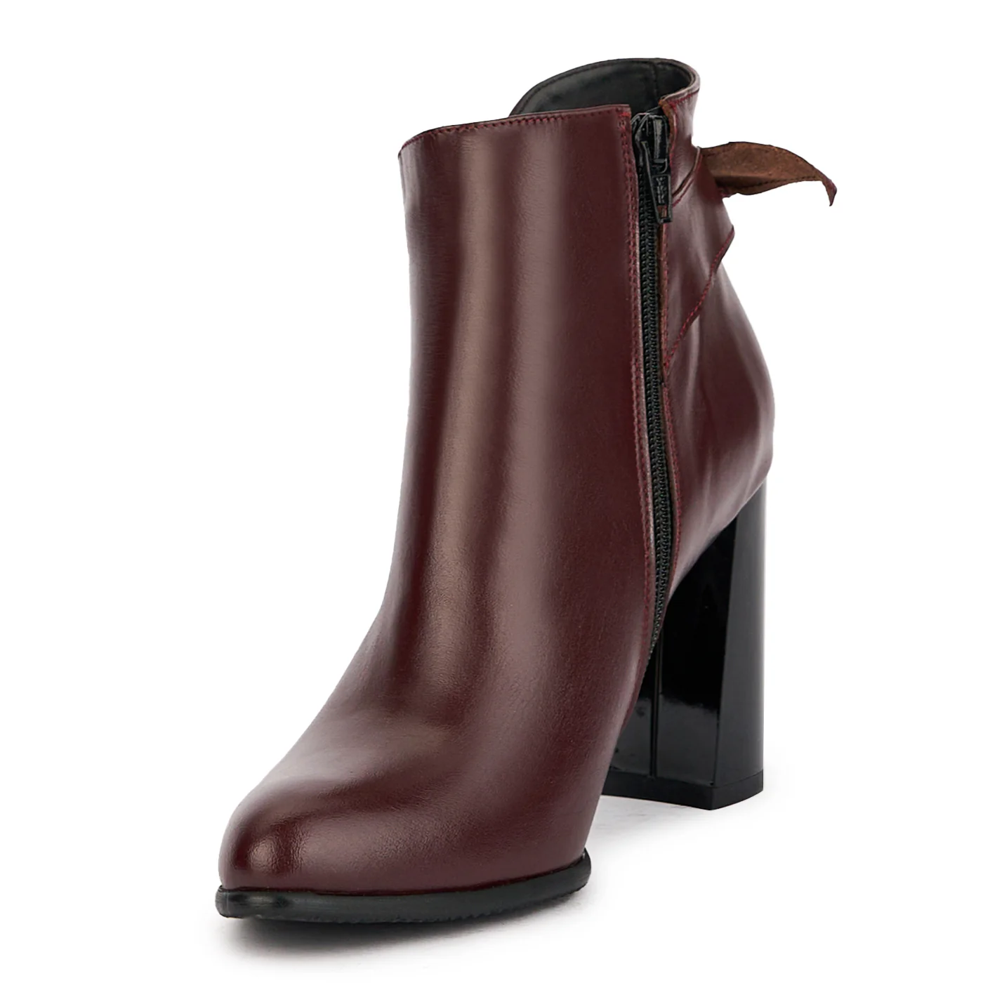Botine dama din piele naturala visinie cu toc gros 9.5 cm 17258 - Image 3