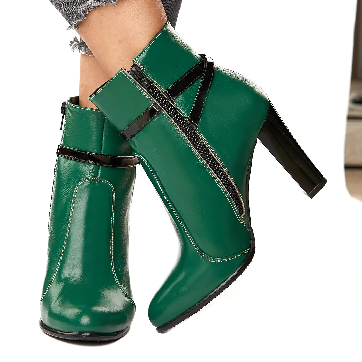Botine Dama Elegante cu Toc 10 Cm din Piele Naturala 6176 - Image 3