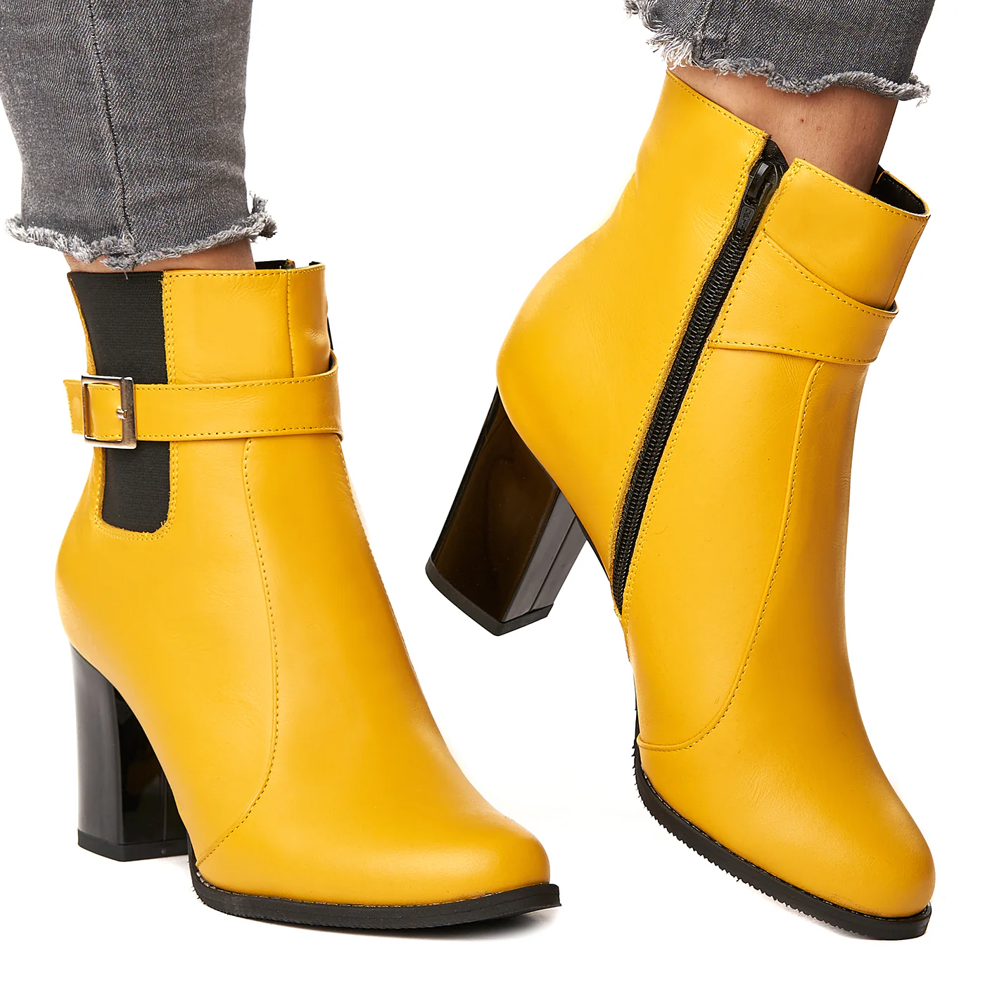 Botine dama galbene din piele naturala 6131 - Image 2