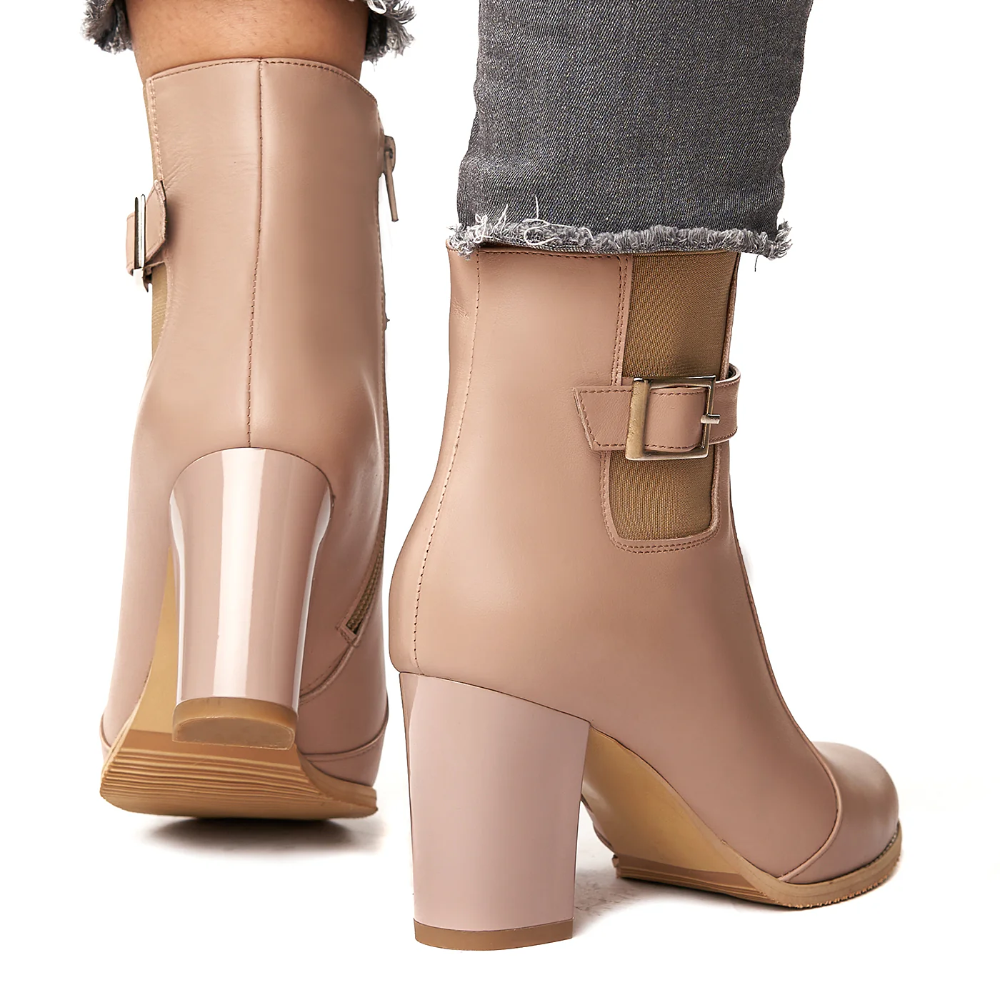 Botine Dama Piele Bej Toc 8 Cm 6040 - Image 4