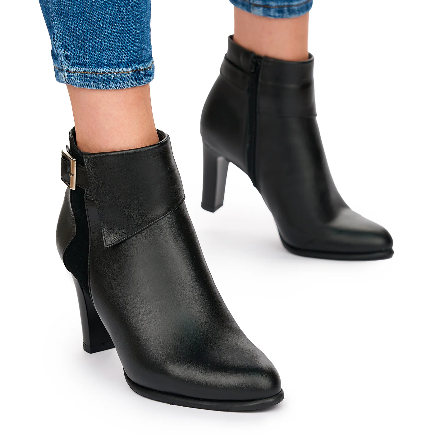 Botine Dama Piele Negre Toc 8 Cm 10595 - Image 2