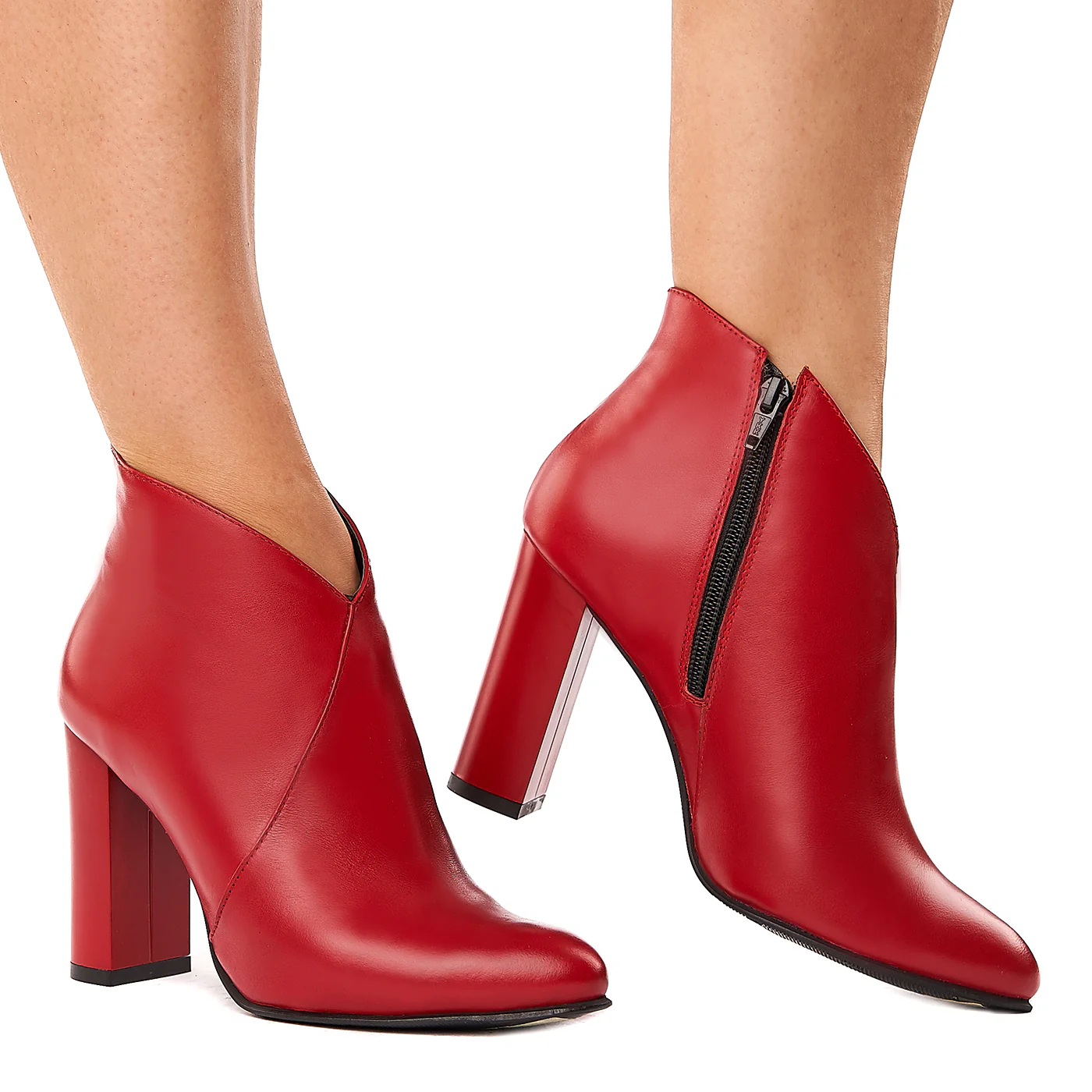 Botine dama rosii din piele naturala 3455 - Image 2