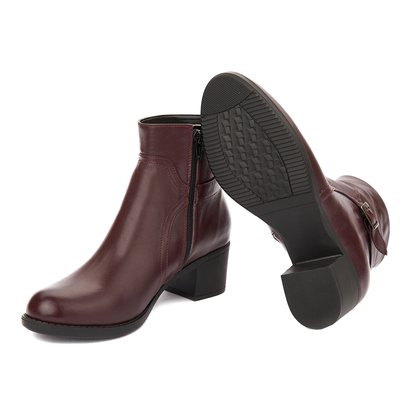 Botine dama visinii din piele naturala 6234 - Image 3