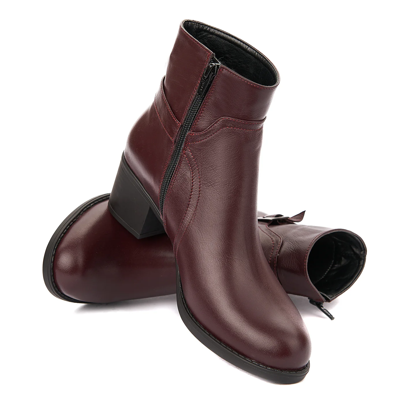 Botine dama visinii din piele naturala 6234 - Image 4