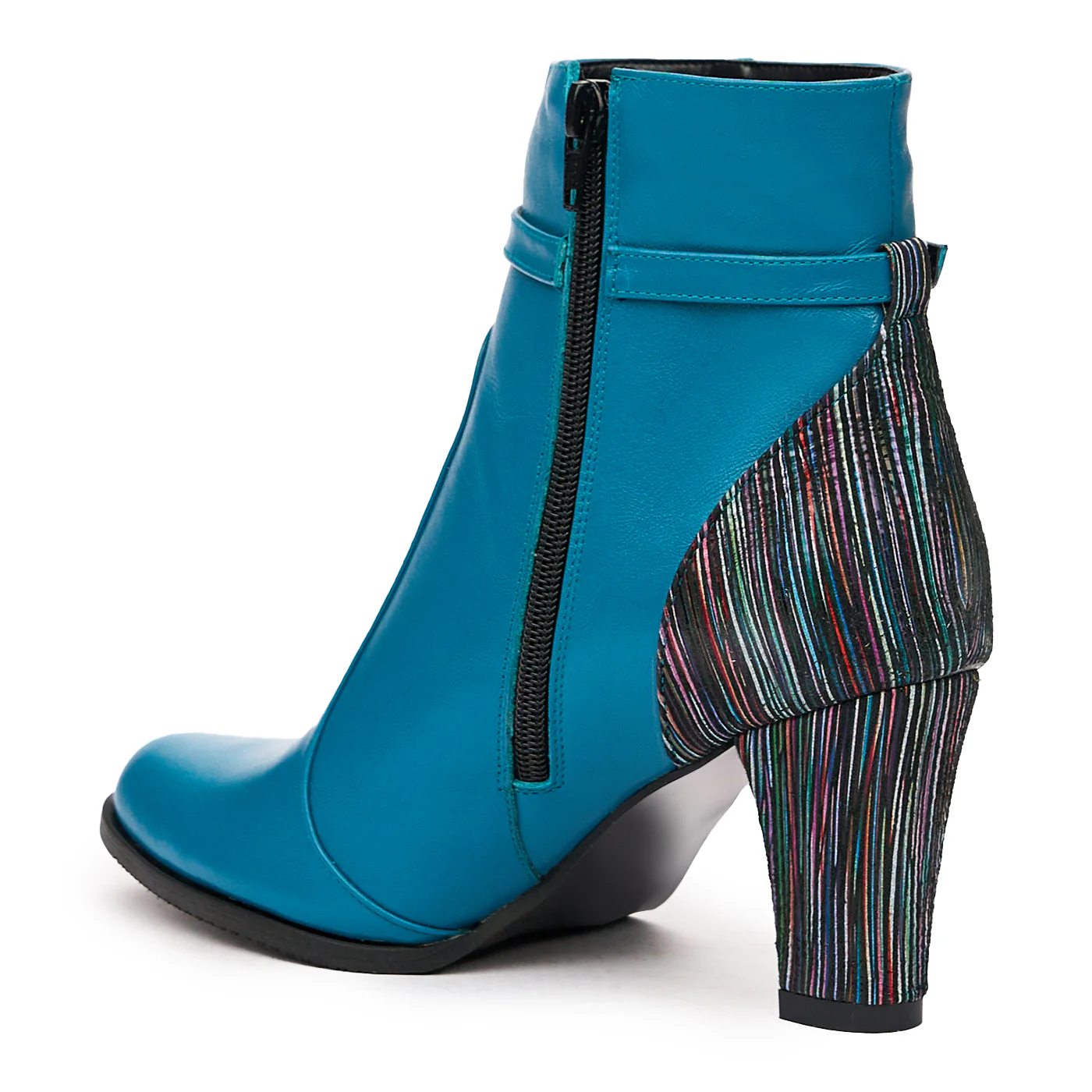 Botine elegante albastre din piele naturala 6615 - Image 3