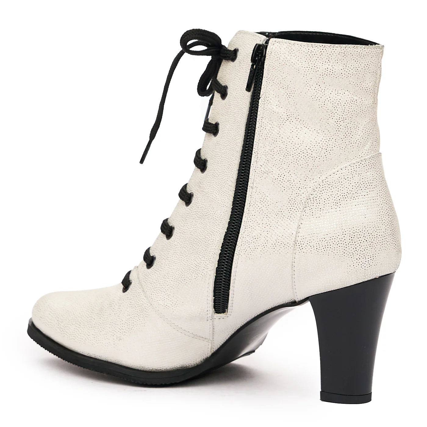 Botine elegante albe din piele naturala 6616 - Image 3