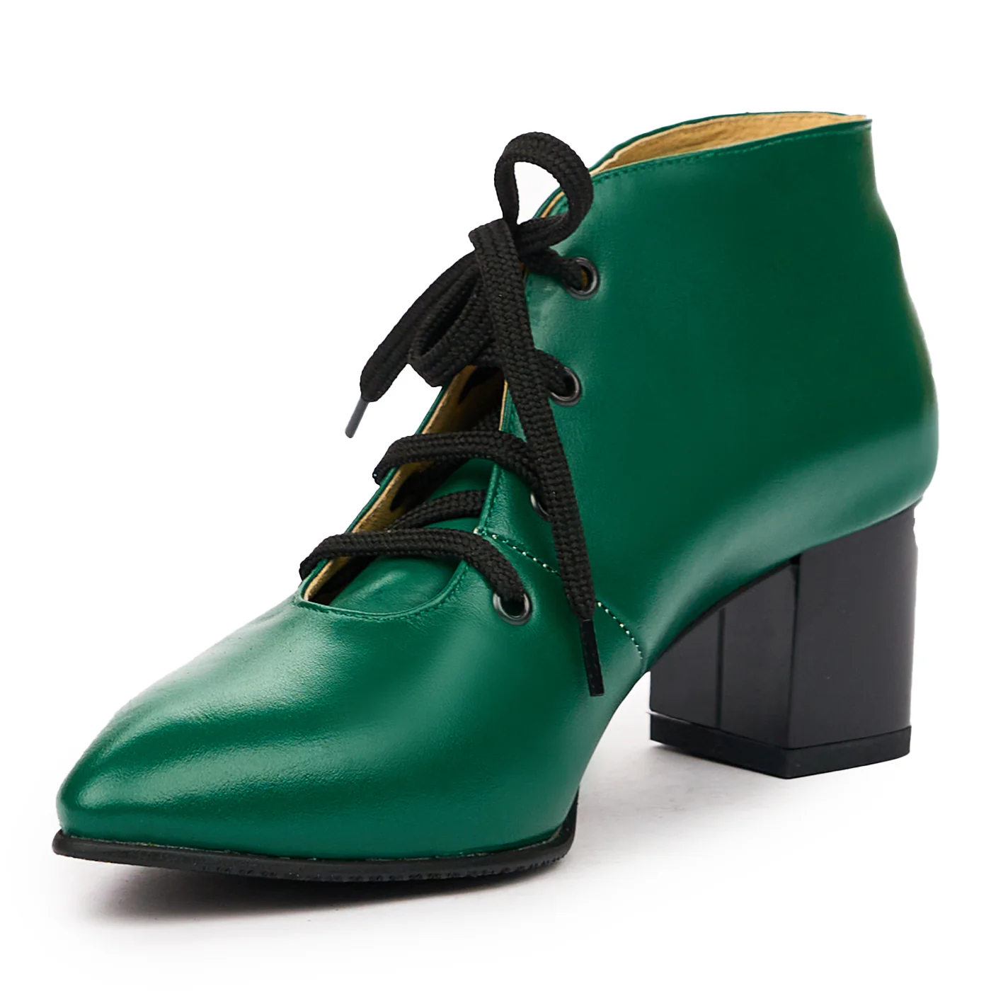 Botine Elegante cu Toc Gros 6 Cm din Piele Naturala Verde 6621 - Image 4