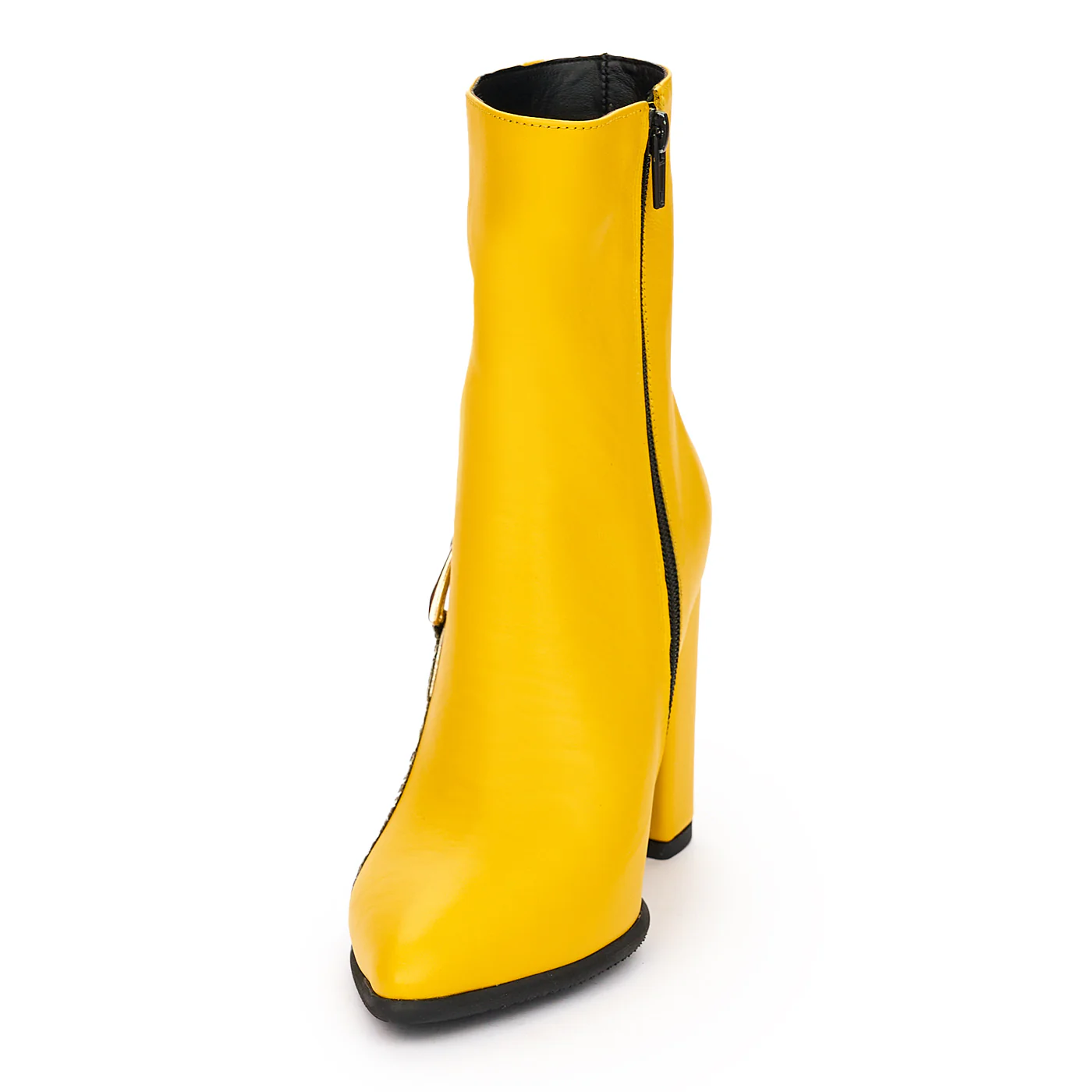 Botine Galbene Dama Toc 9.5 Cm din Piele Naturala 12291 - Image 3