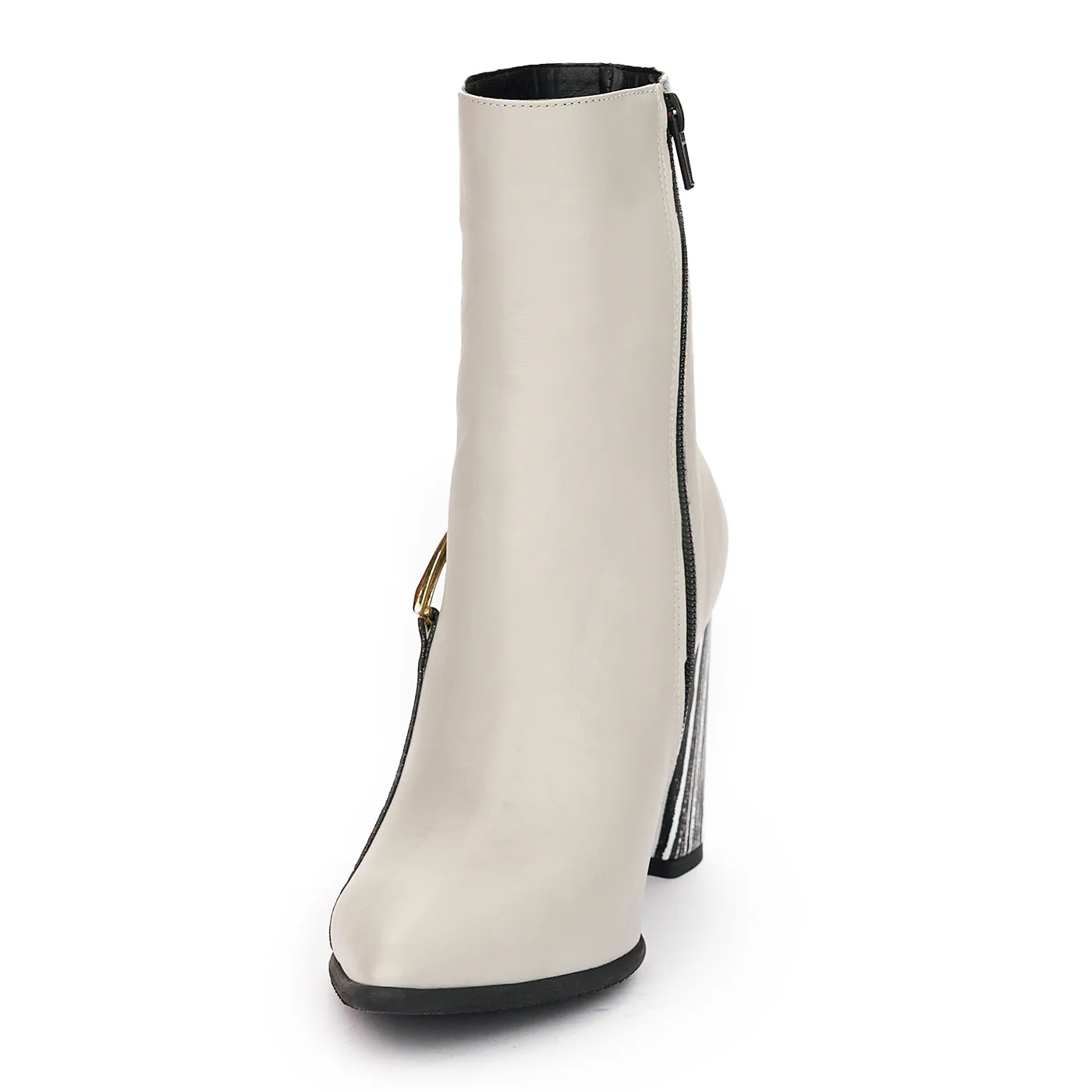 Botine Gri Dama Toc 9 Cm din Piele Naturala 12292 - Image 3
