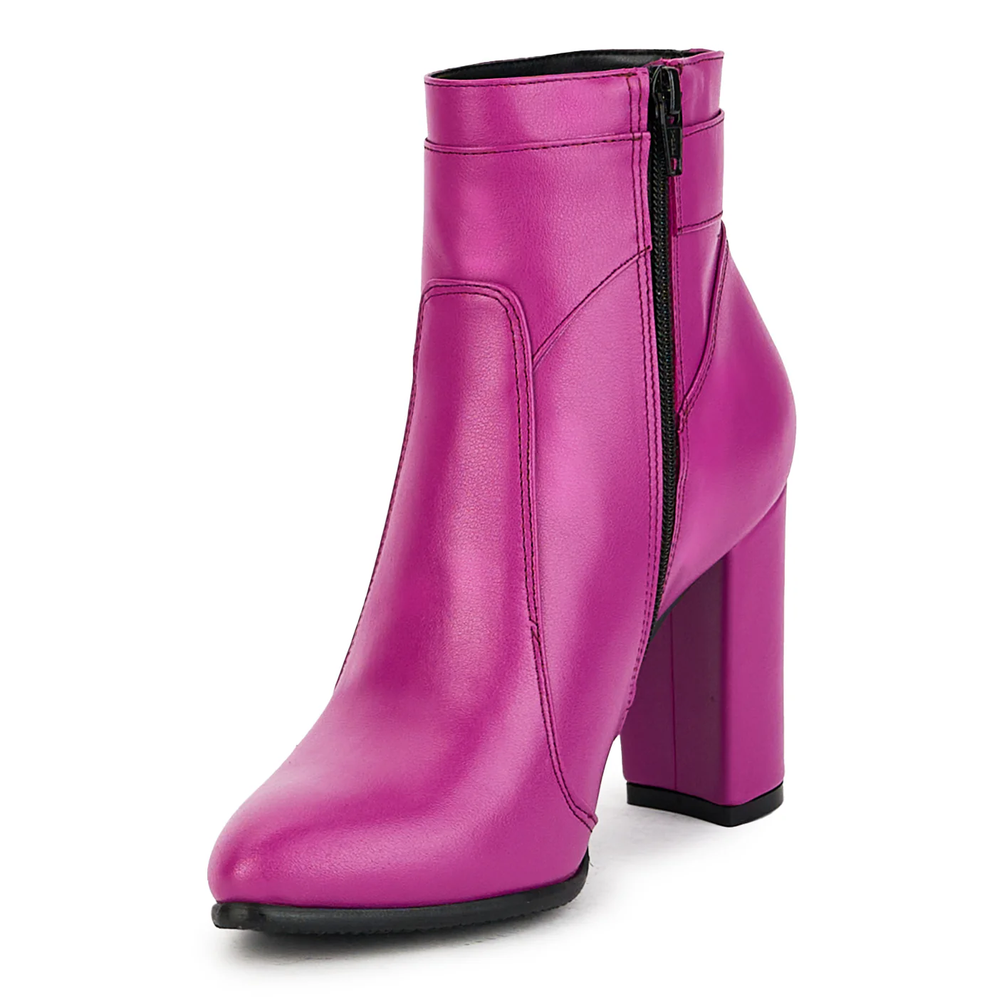 Botine Mov cu Toc 9.5 Cm Dama din Piele Naturala 17416 - Image 3