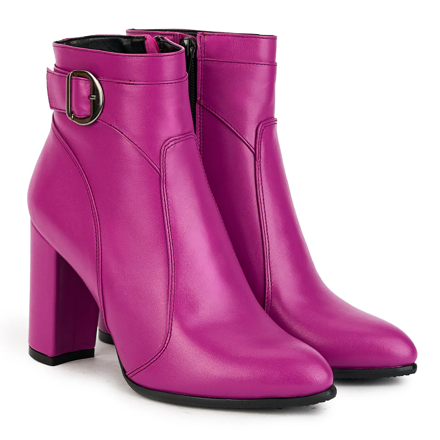 Botine Mov cu Toc 9.5 Cm Dama din Piele Naturala 17416 - Image 4