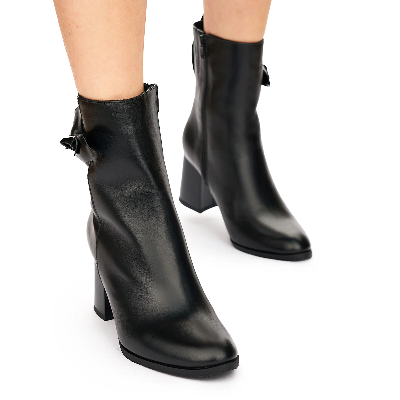 Botine Negre Botine cu Toc 7 Cm din Piele Naturala 10847 - Image 2
