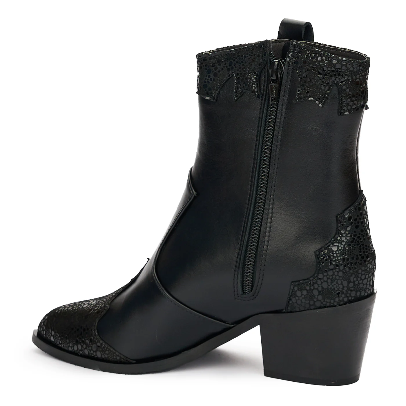 Botine Negre Dama Piele Naturala Toc 6 Cm 12385 - Image 2