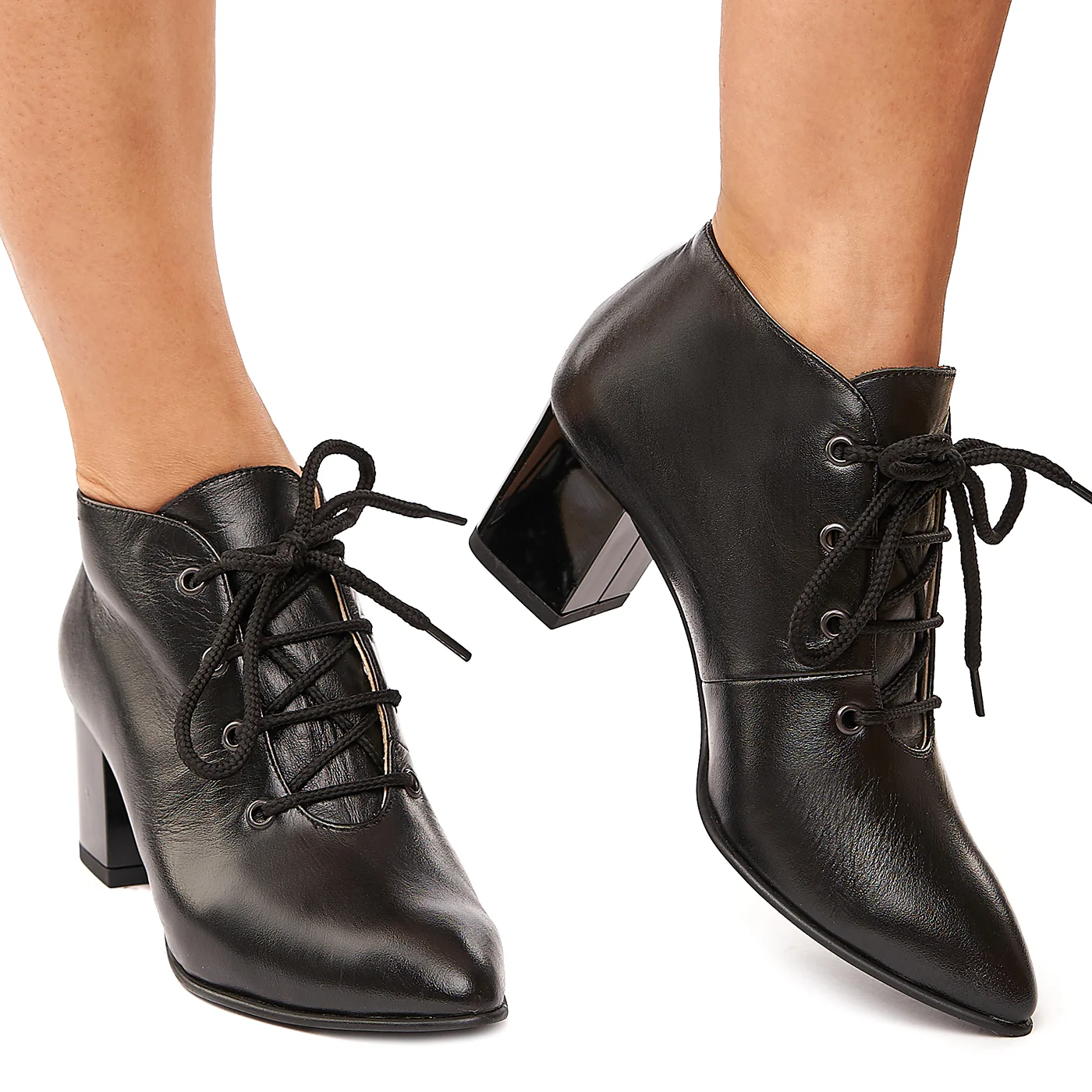 Botine negre din piele naturala 6103 - Image 2