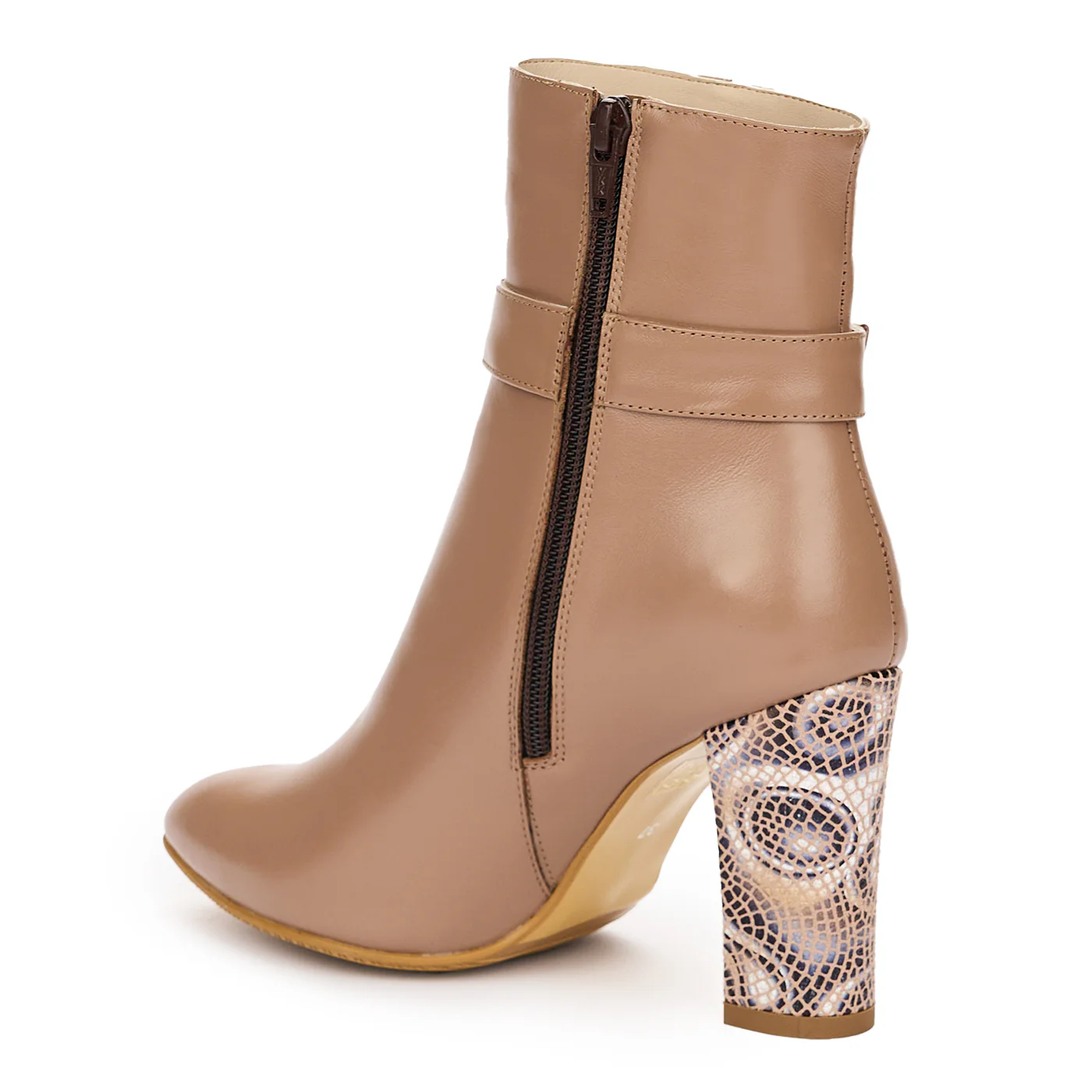 Botine Piele Bej Dama Toc 9 Cm 12372 - Image 2