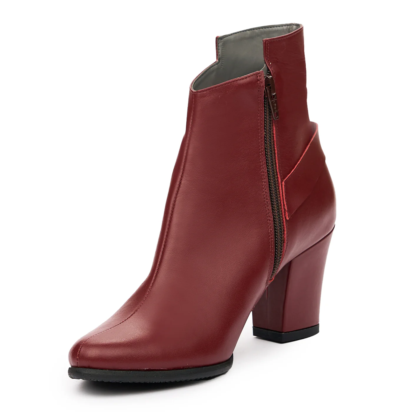 Botine Piele Dama Elegante Toc 7.5 Cm Grena 6570 - Image 4