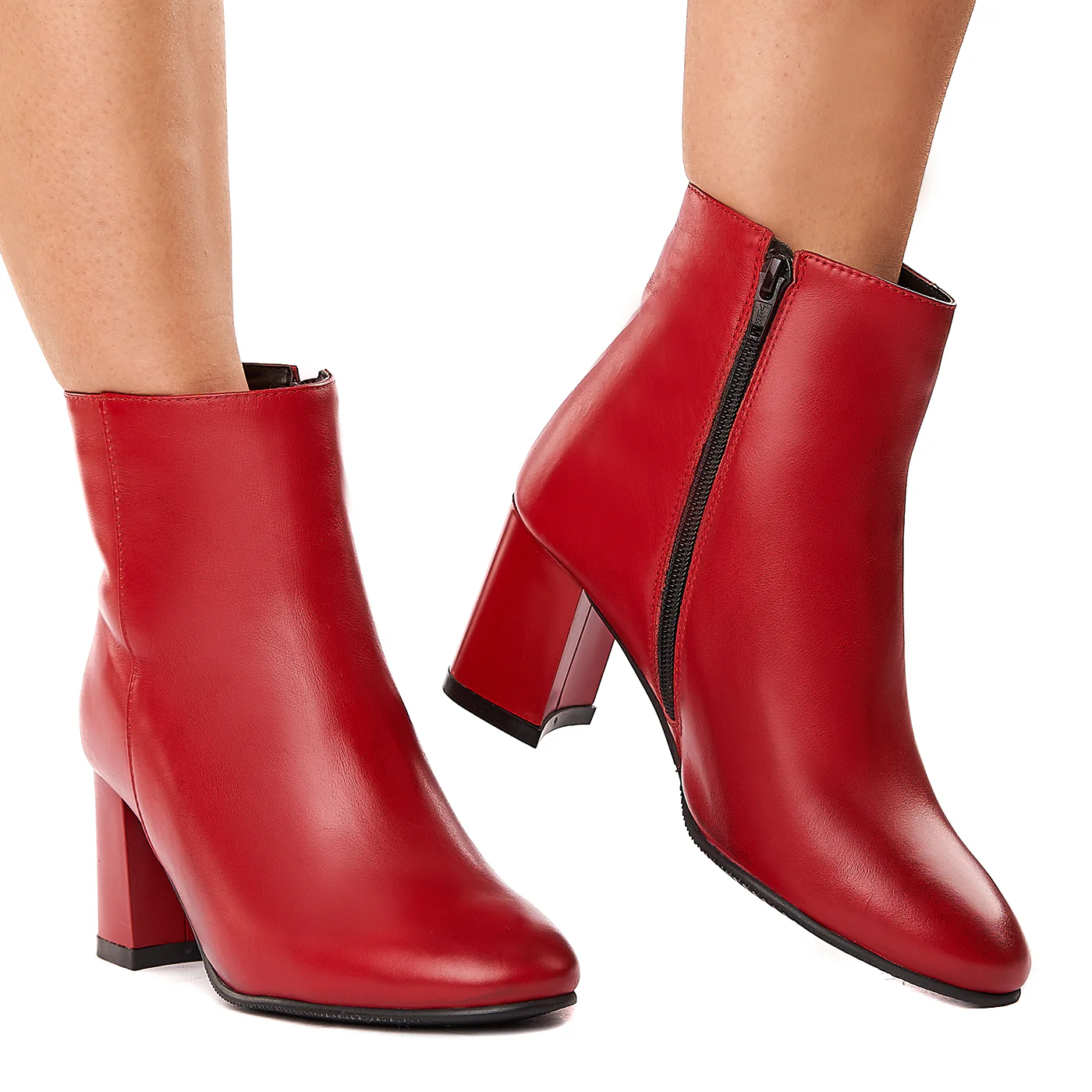 Botine Rosii Dama Piele Naturala Toc 7 Cm 3464 - Image 2