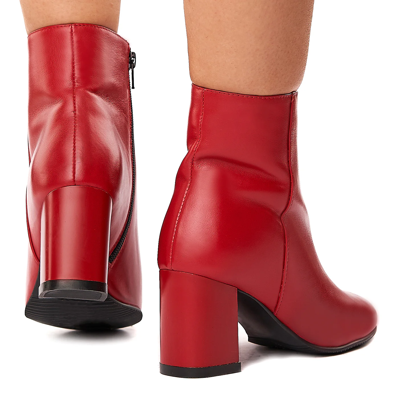 Botine Rosii Dama Piele Naturala Toc 7 Cm 3464 - Image 4
