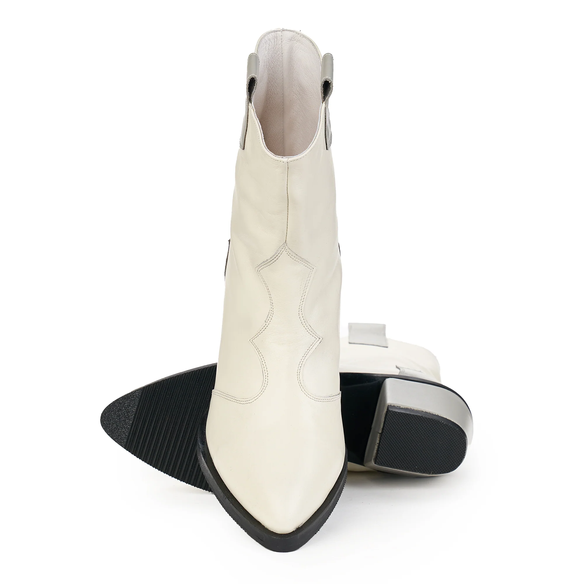 Cizme Albe Piele Dama Toc 6 Cm 12083 - Image 4