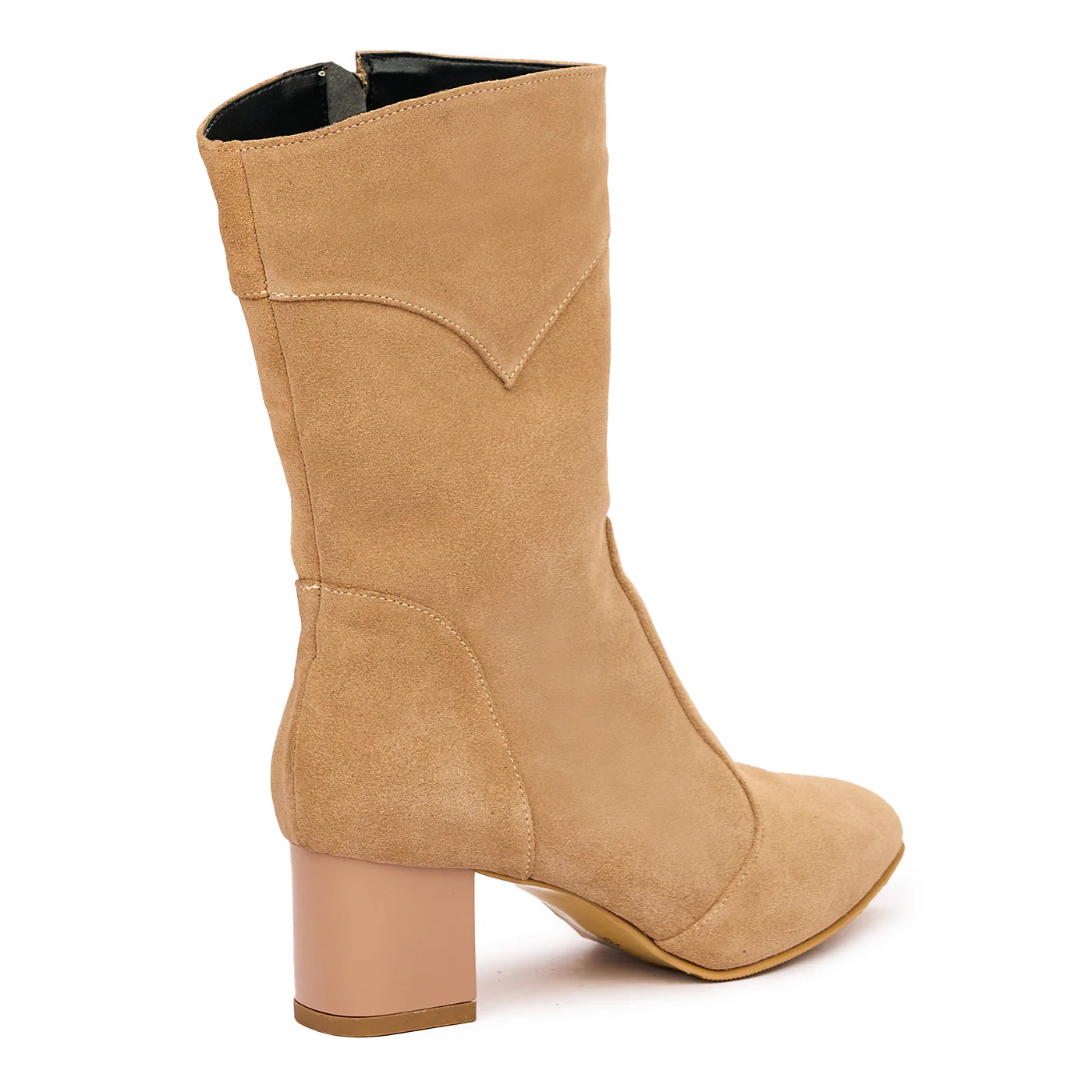 Cizme Bej Piele Naturala cu Toc 8128 - Image 2