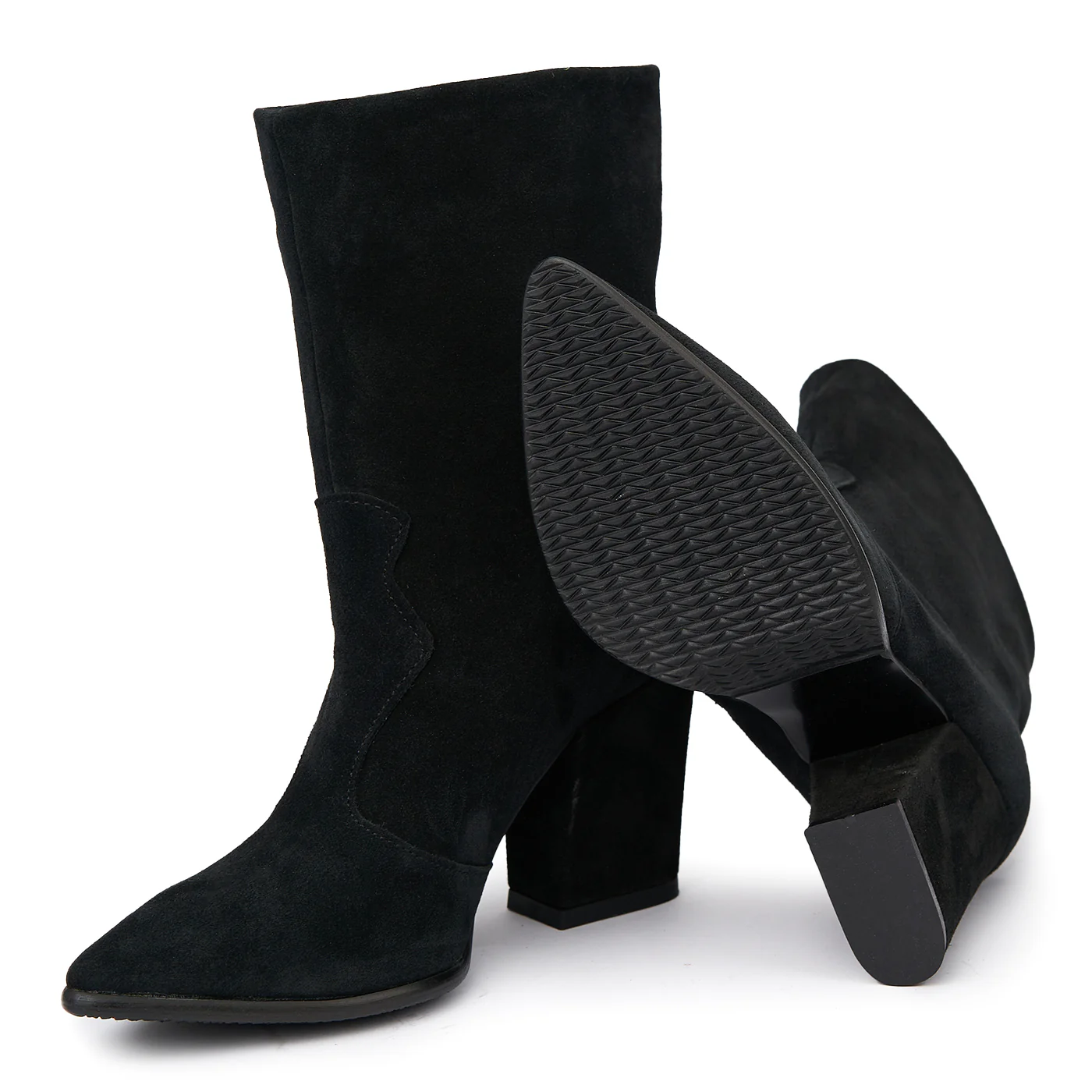 Cizme Dama cu Toc Scurte din Piele Naturala Negre 6328 - Image 3