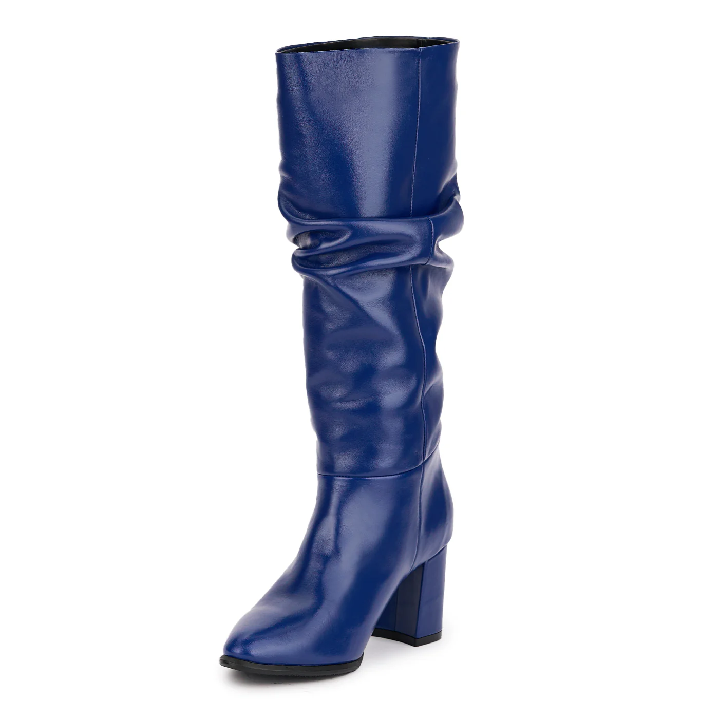 Cizme dama din piele naturala bleumarin cu toc gros 9.5 cm 16866 - Image 3