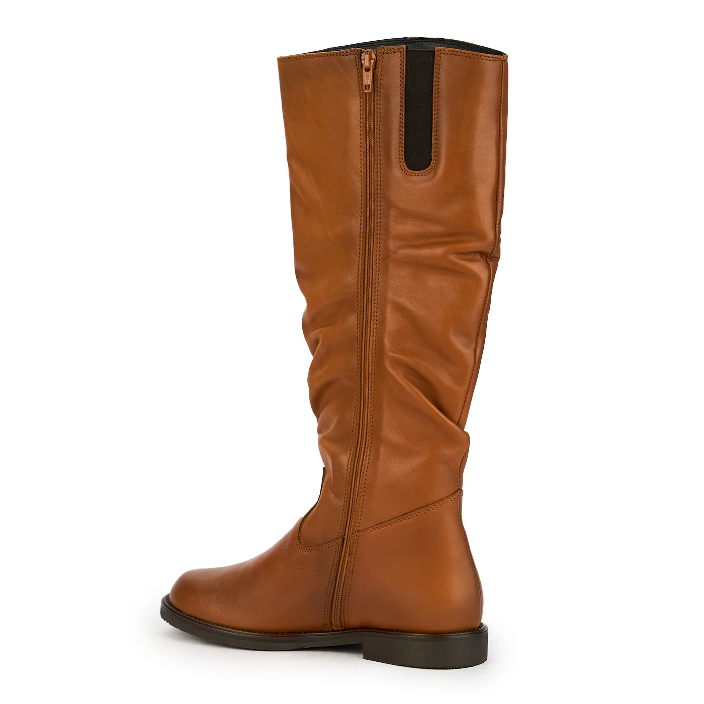 Cizme dama din piele naturala maro cu elastic pe pulpa 17325 - Image 2